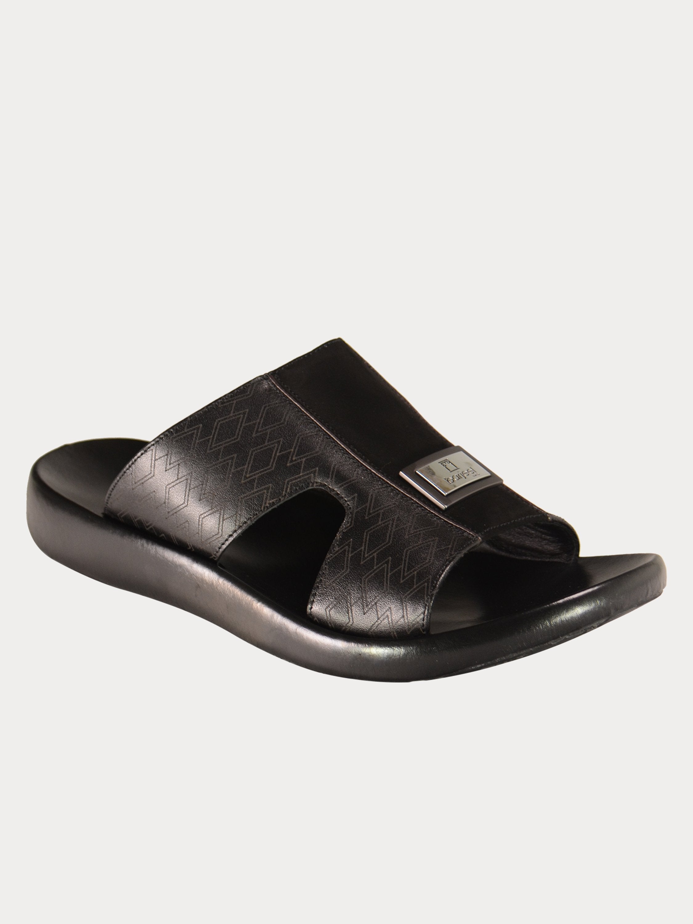 Barjeel Uno 0198051 Nubuck Print Arabic Sandals #color_Black