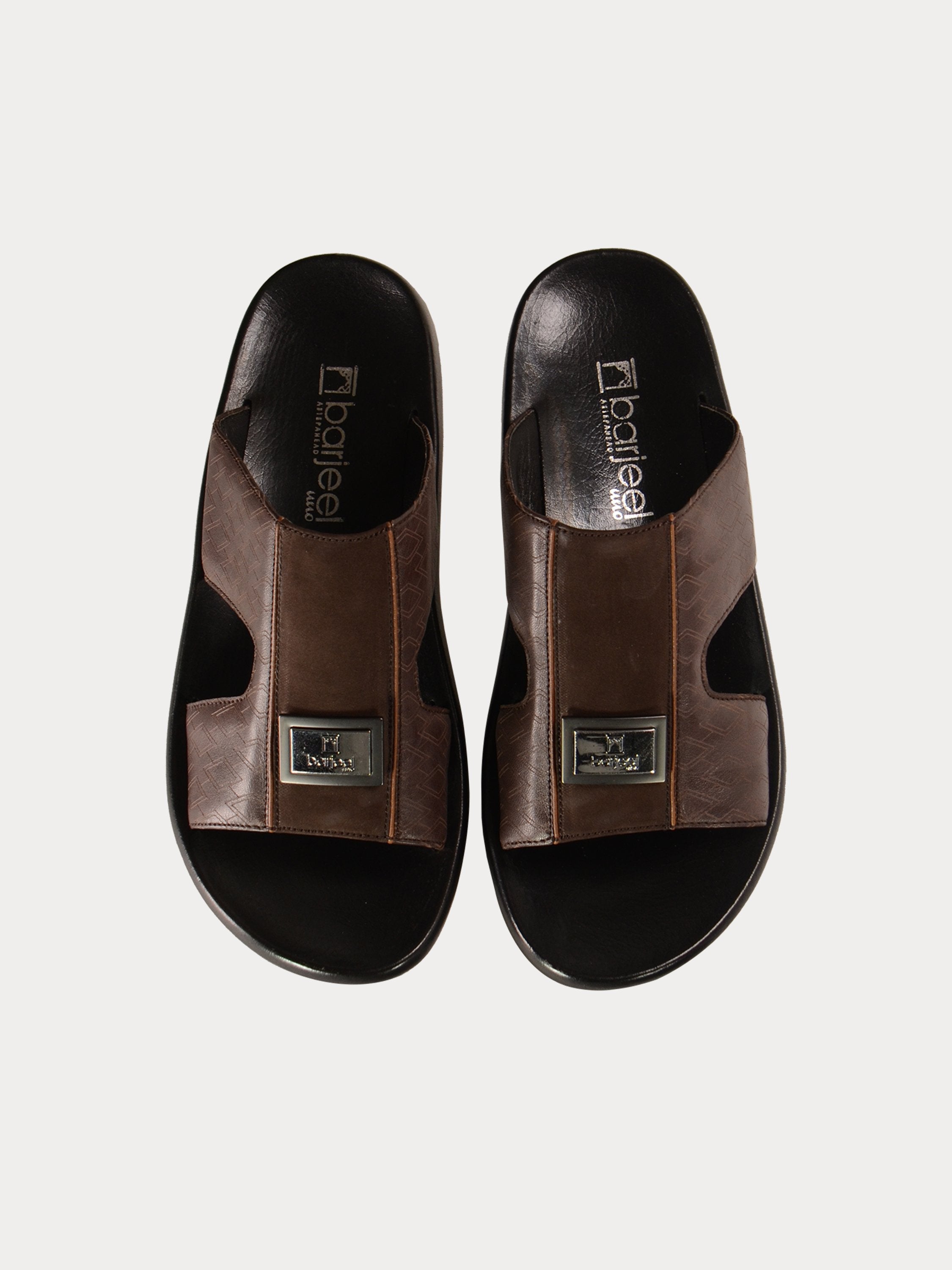 Barjeel Uno 0198051 Nubuck Print Arabic Sandals #color_Brown