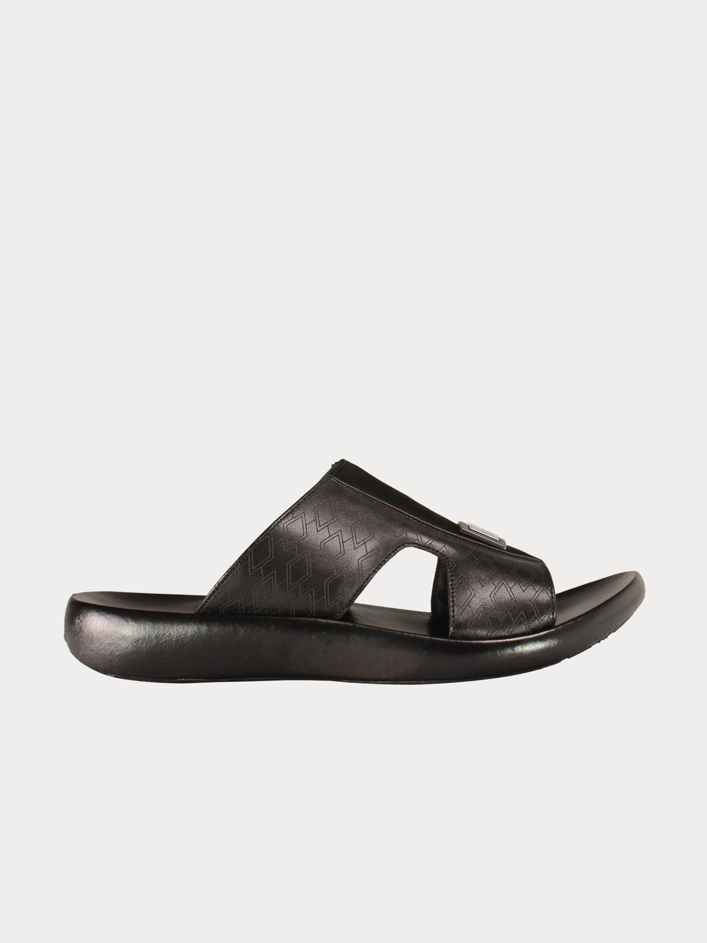 Barjeel Uno 0198051 Nubuck Print Arabic Sandals #color_Black