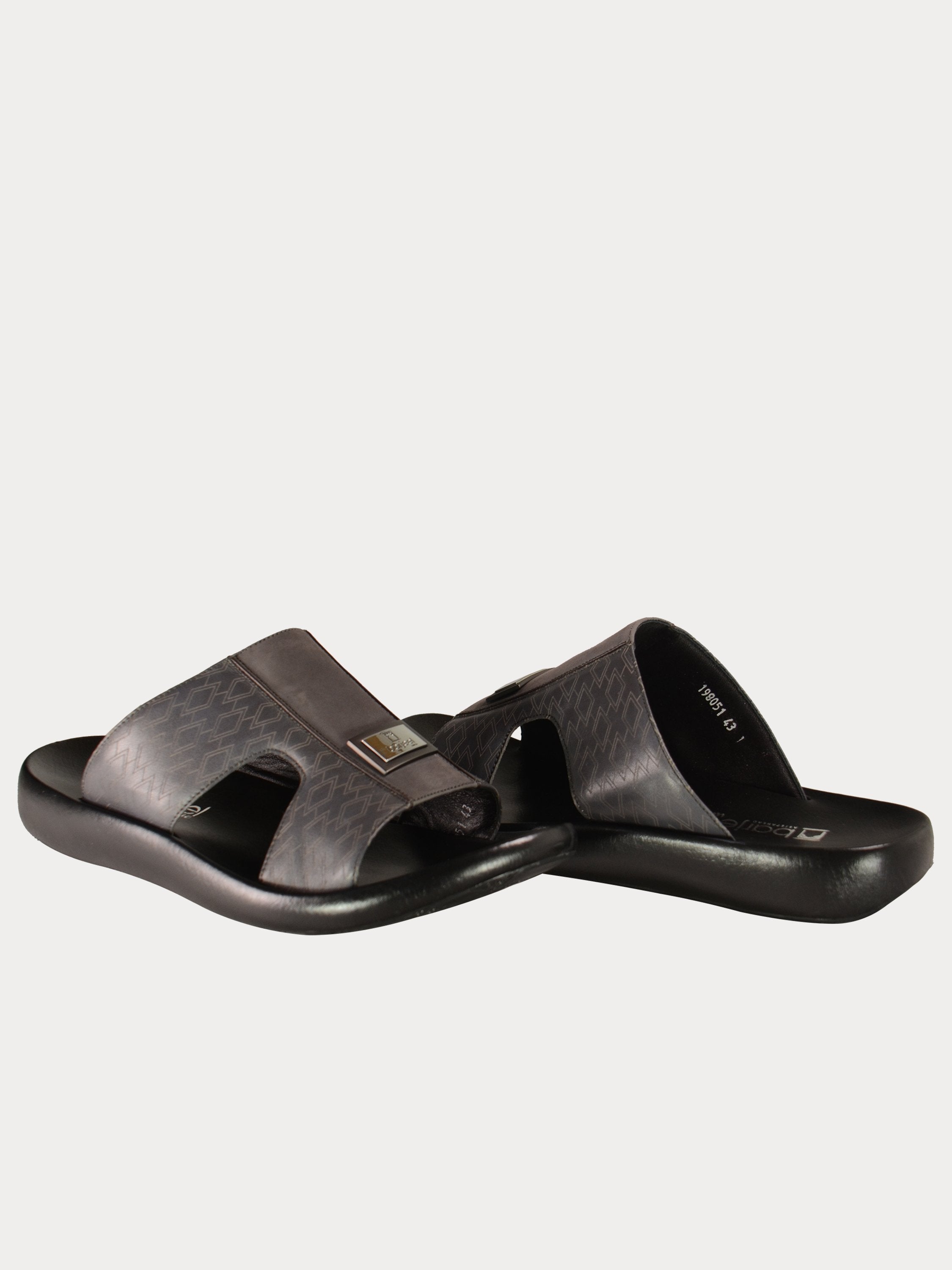 Barjeel Uno 0198051 Nubuck Print Arabic Sandals #color_Grey