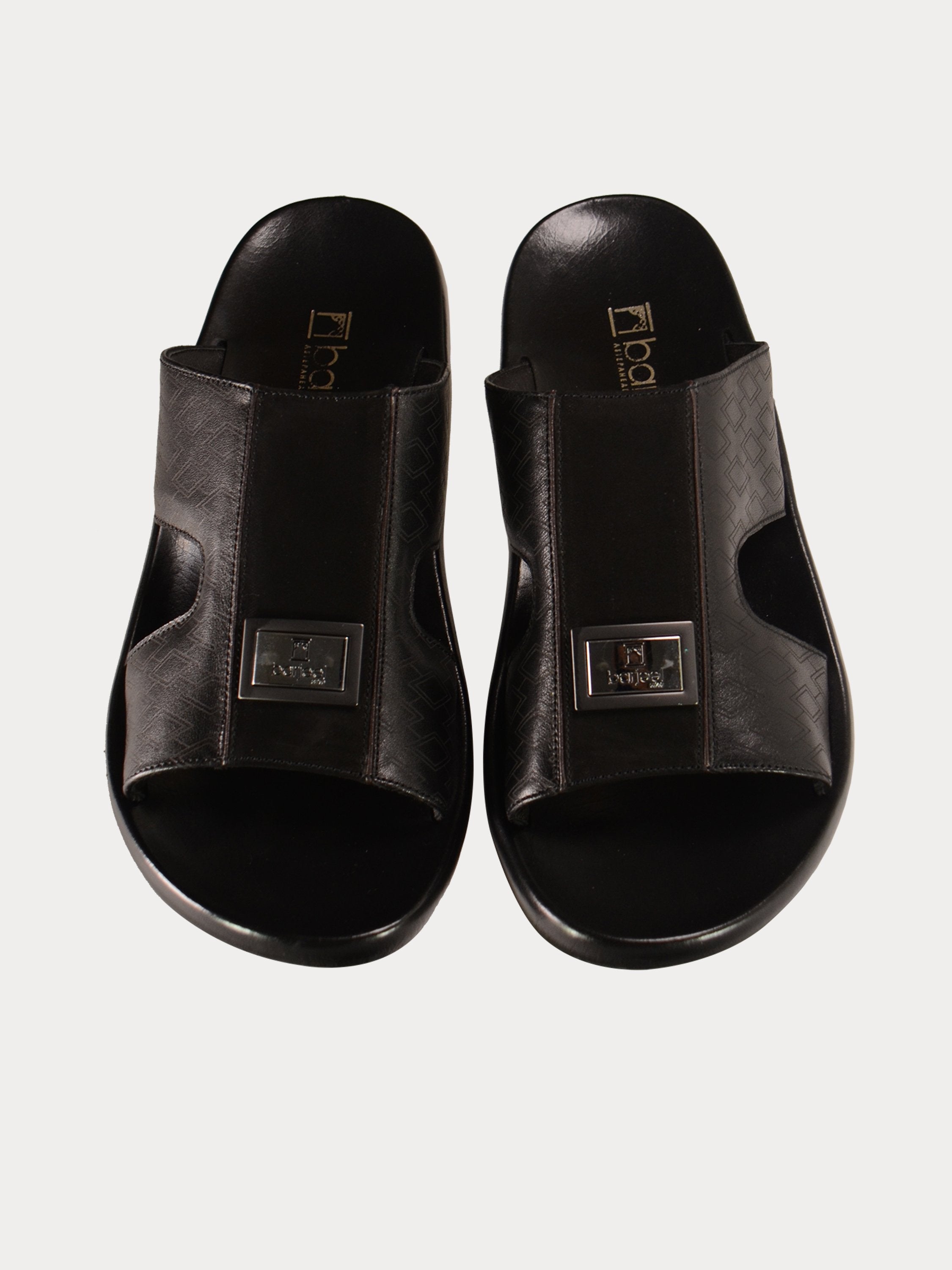 Barjeel Uno 0198051 Nubuck Print Arabic Sandals #color_Black