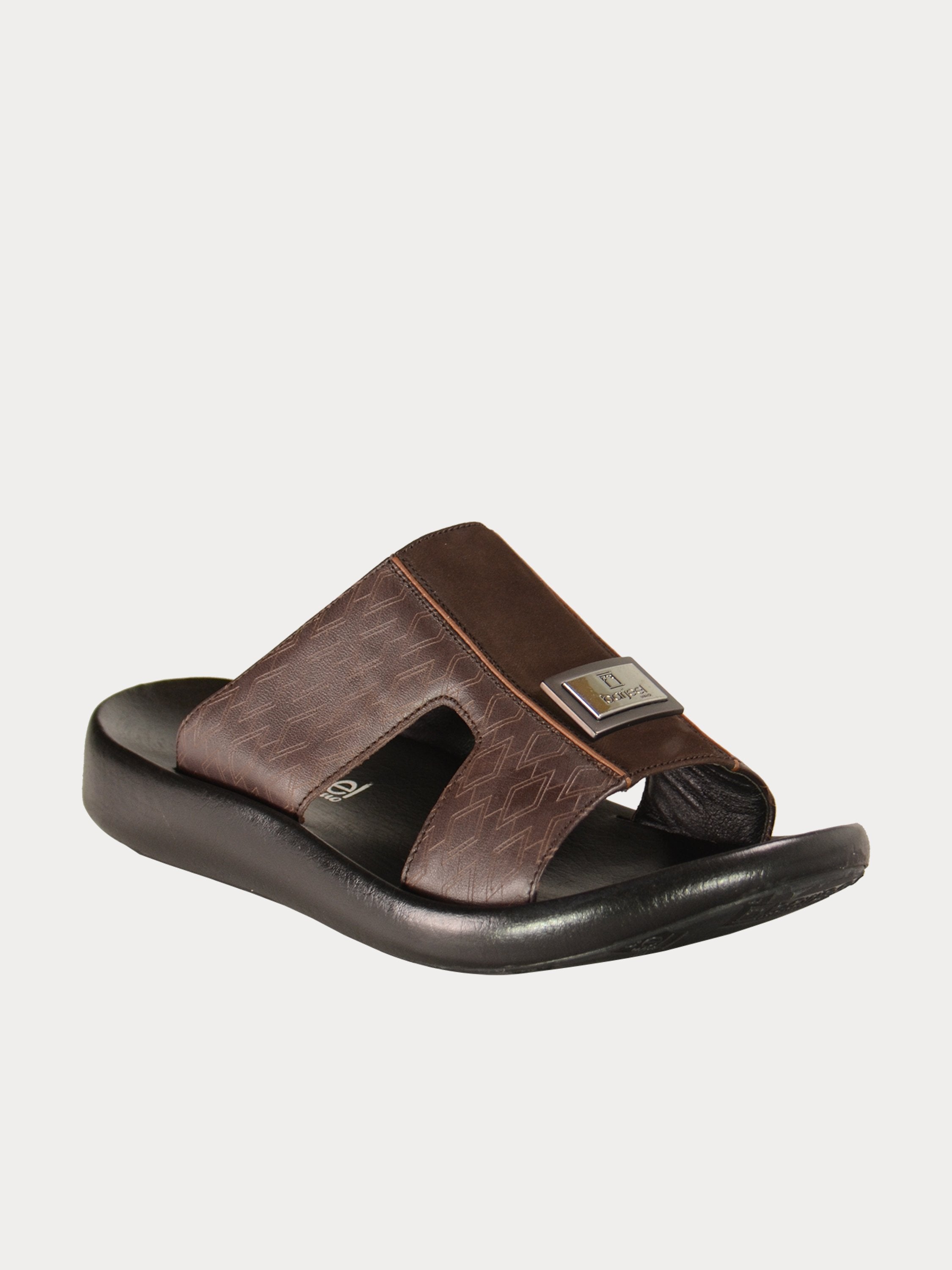 Barjeel Uno 0198051 Nubuck Print Arabic Sandals #color_Brown