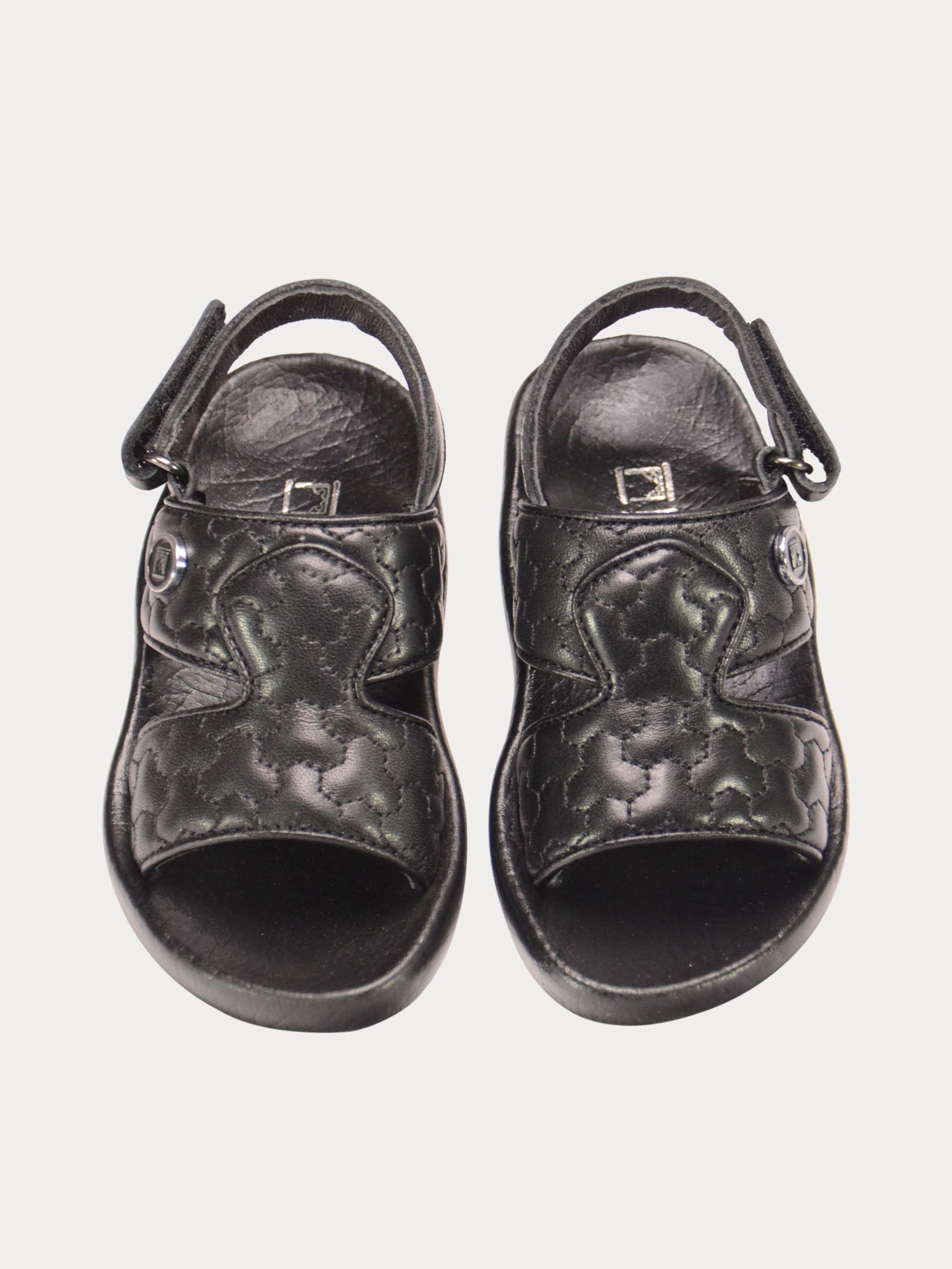 Barjeel Uno 2192010 Quilted Strap Arabic Leather Sandals #color_Black