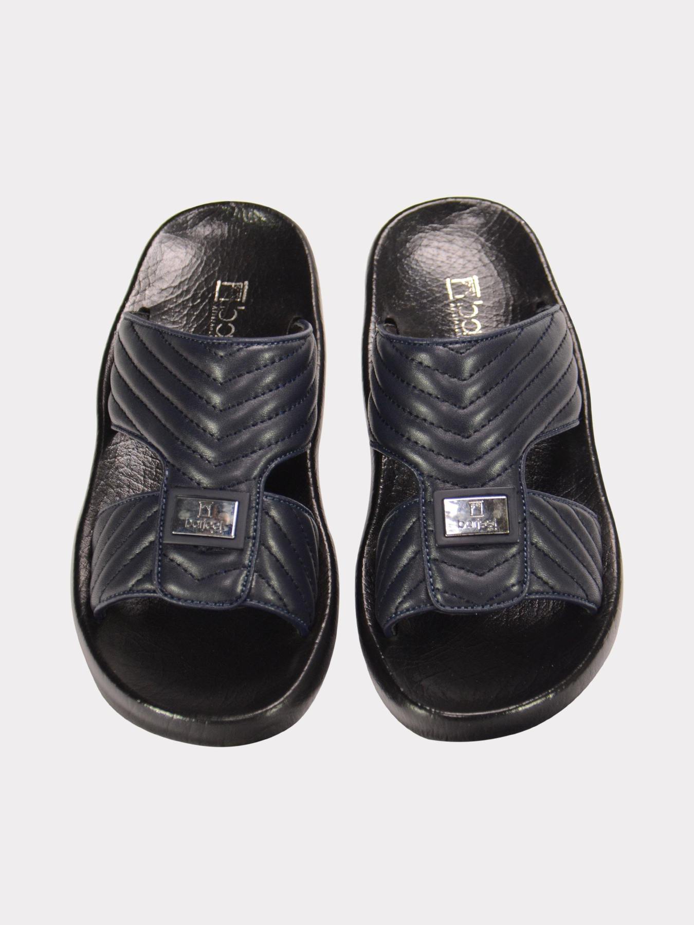 Barjeel Uno 3190660 Quilted Stripes Arabic Leather Sandals #color_Navy