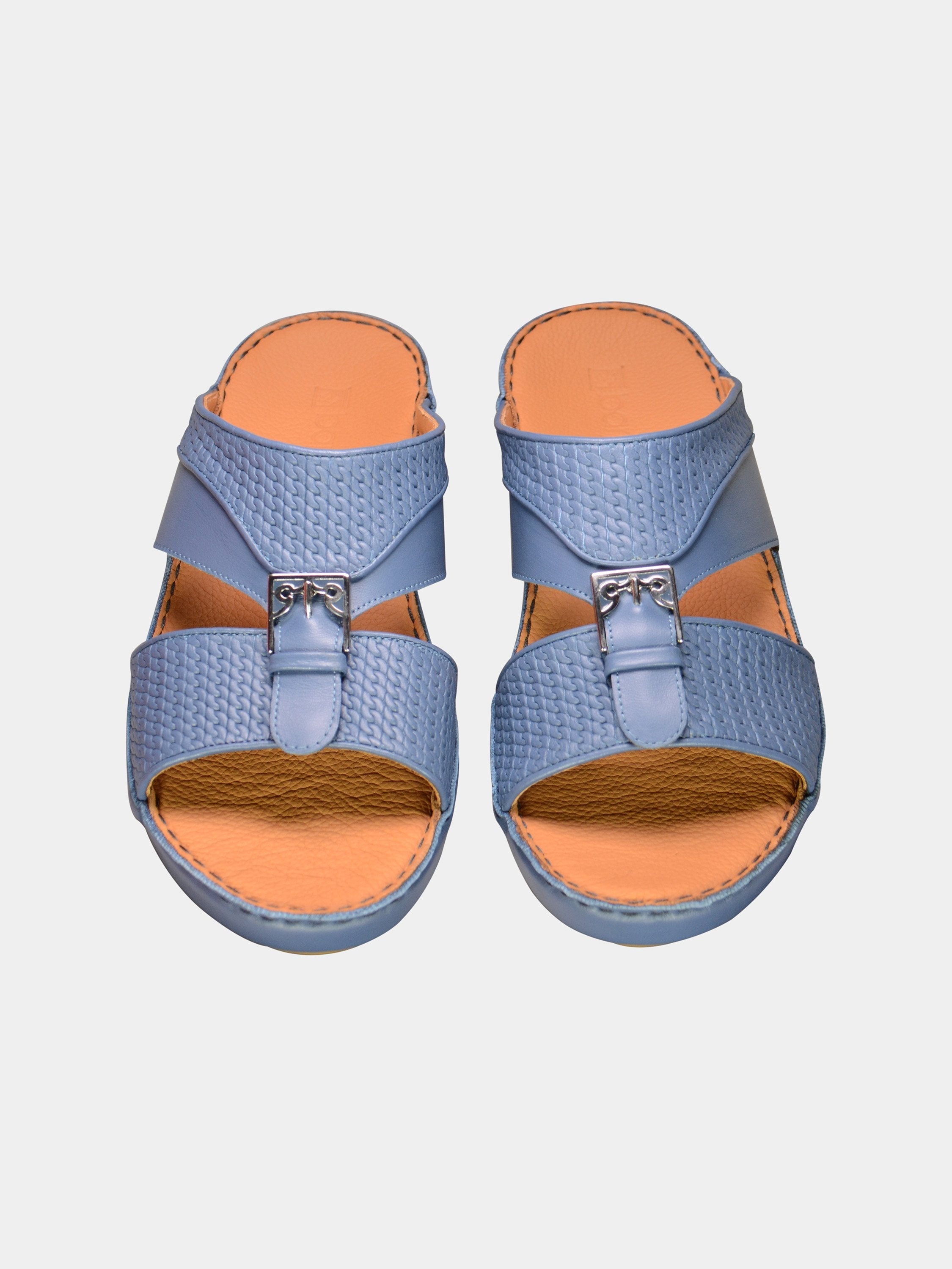 Barjeel Uno 001931 Textured Metal Detail Arabic Sandals #color_Blue
