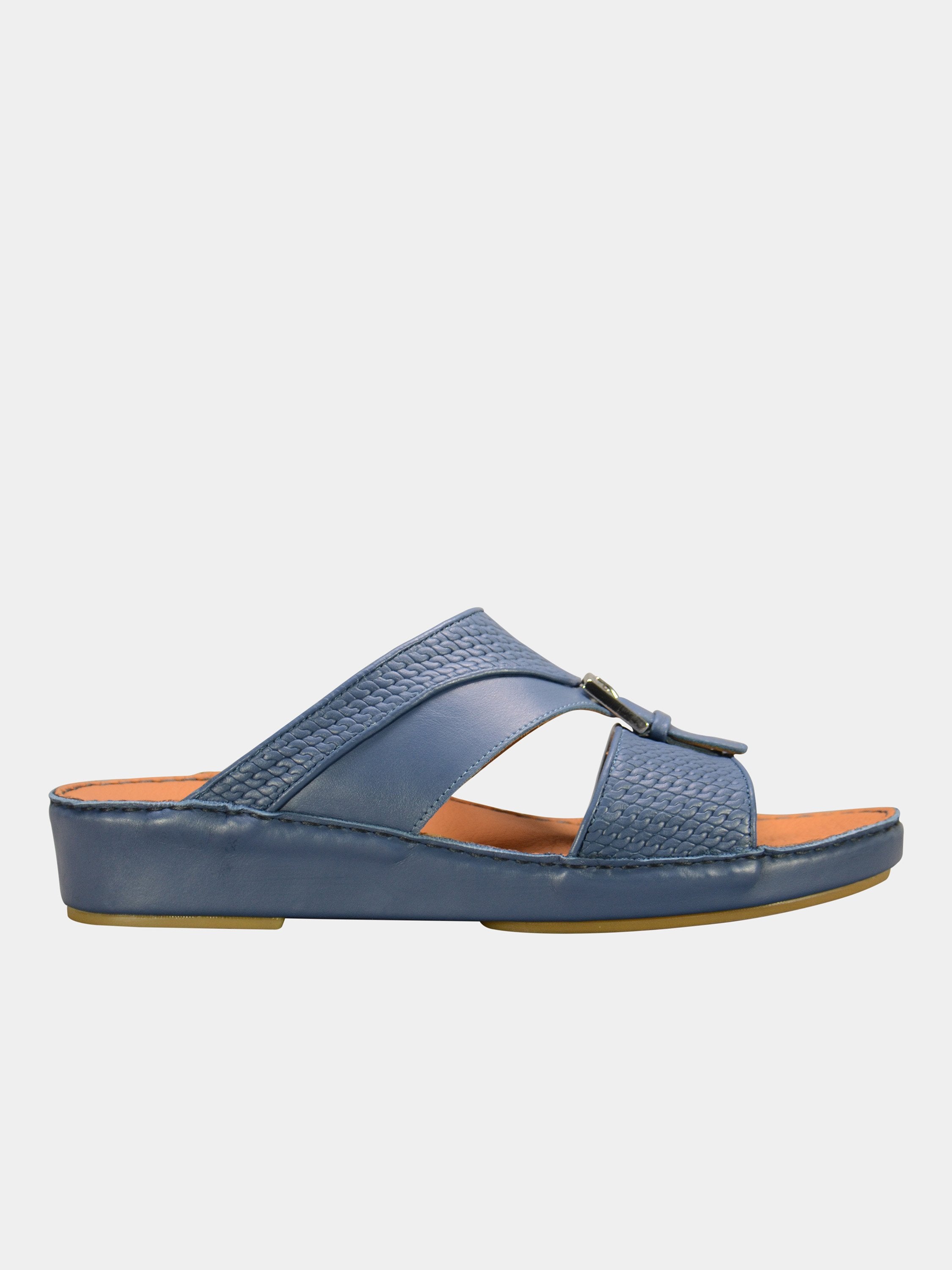 Barjeel Uno 001931 Textured Metal Detail Arabic Sandals #color_Blue