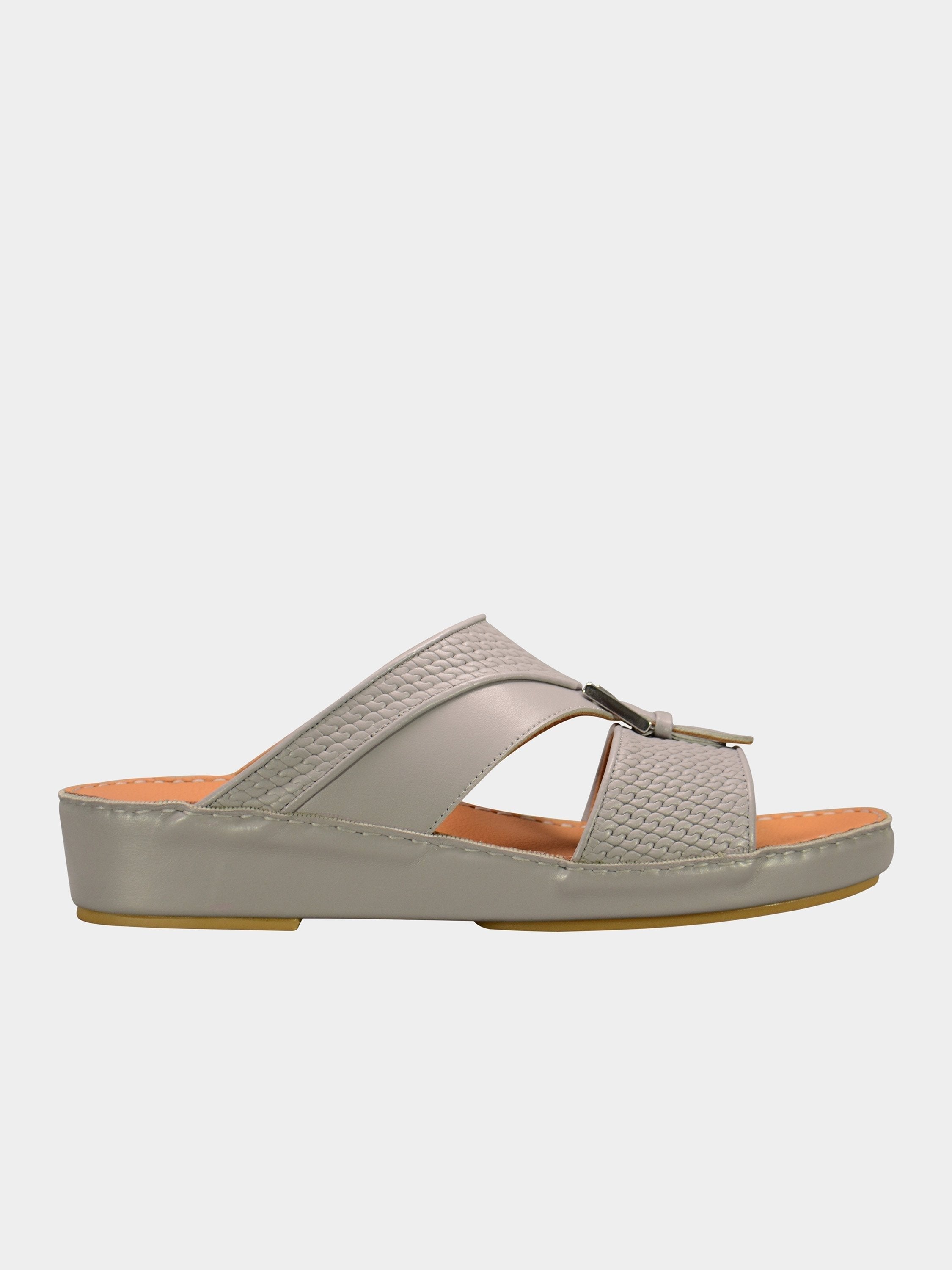 Barjeel Uno 001931 Textured Metal Detail Arabic Sandals #color_Gray