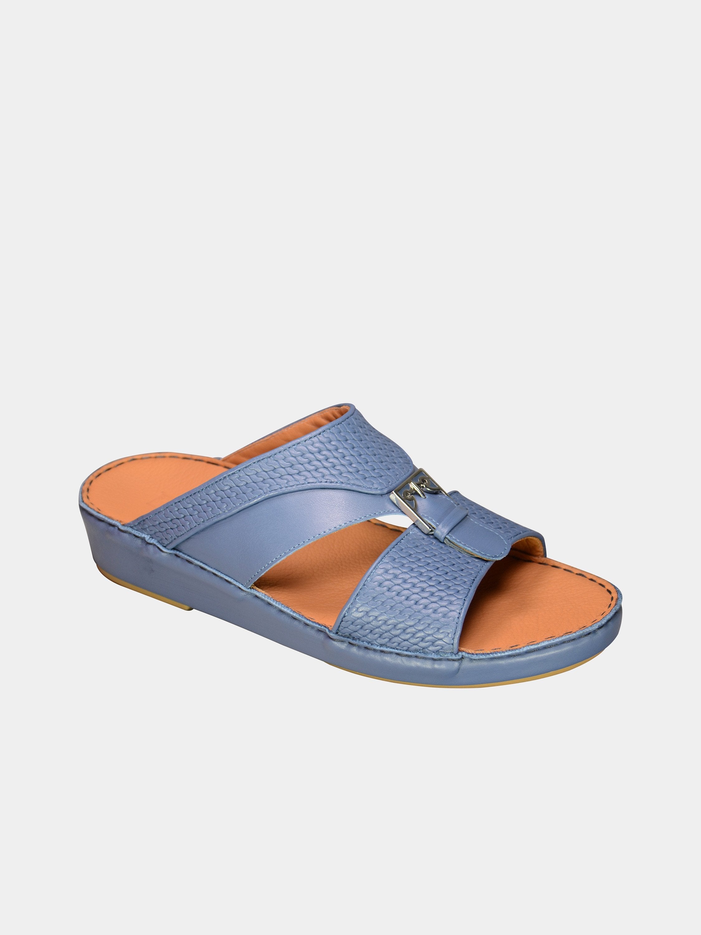 Barjeel Uno 001931 Textured Metal Detail Arabic Sandals #color_Blue