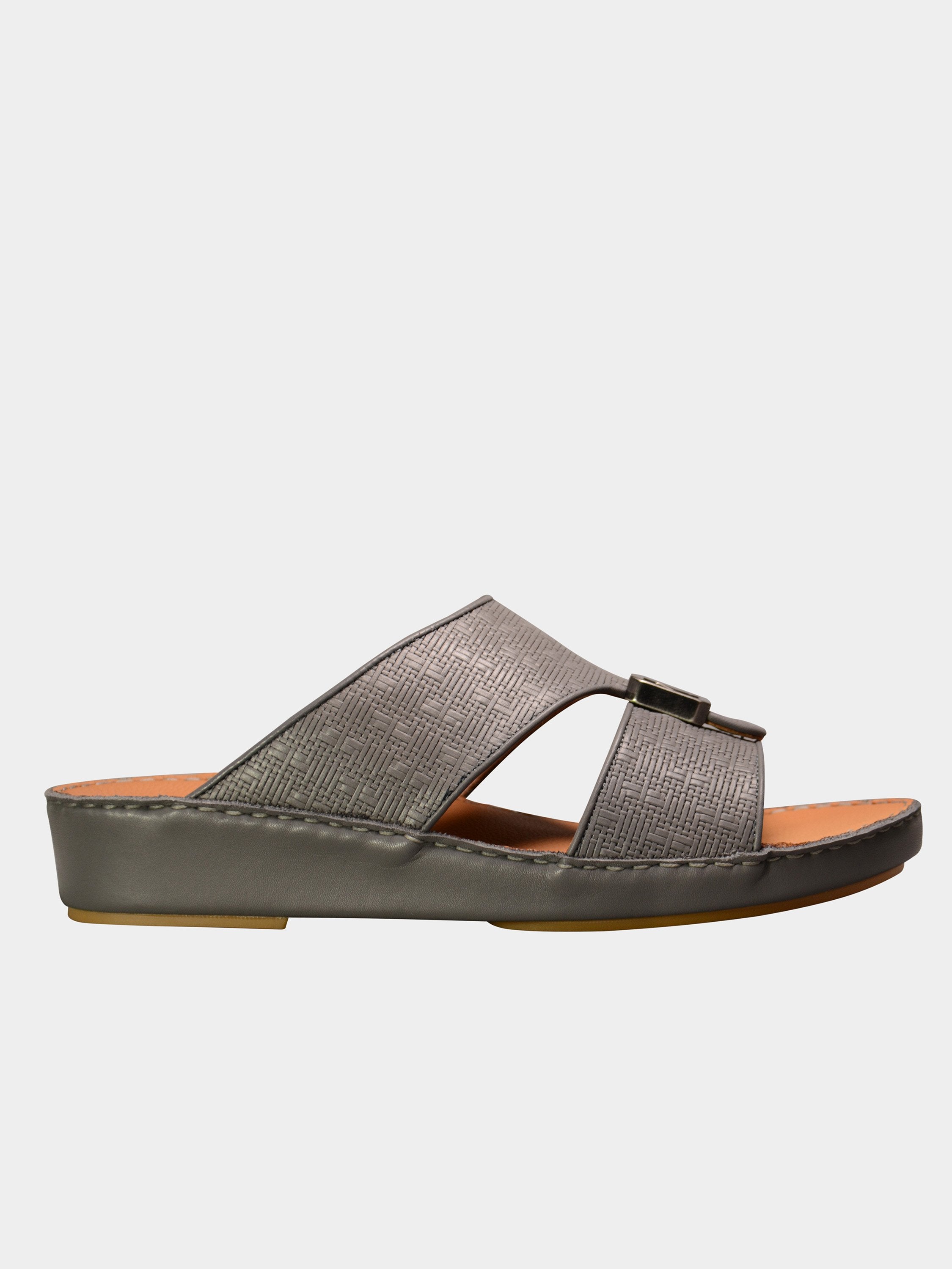 Barjeel Uno 000002 Textured Metal Detailed Arabic Sandals #color_Grey