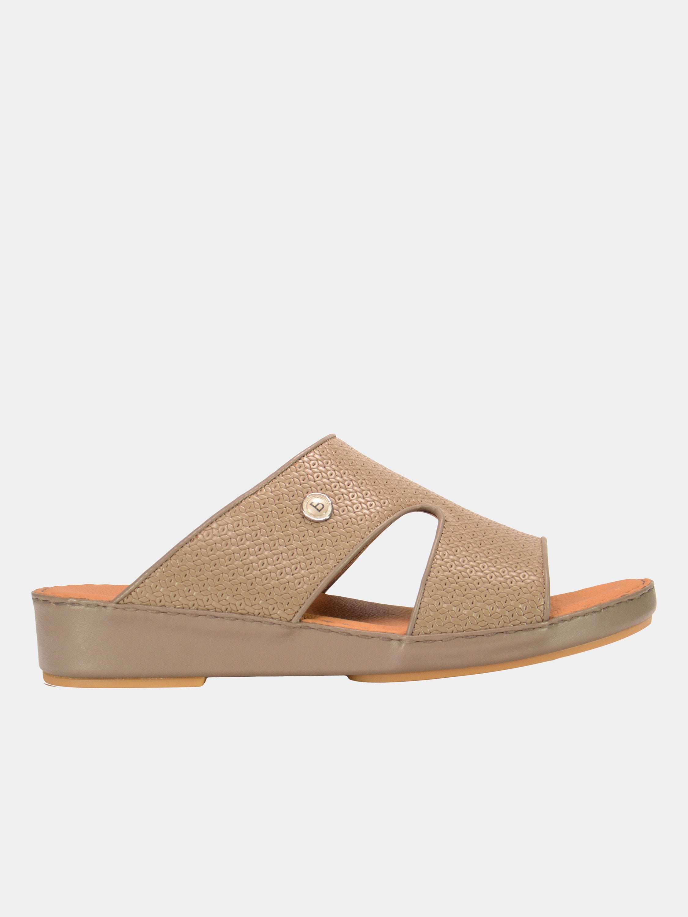 Barjeel Uno 001927 Textured Pattern Arabic Leather Sandals #color_Taupe