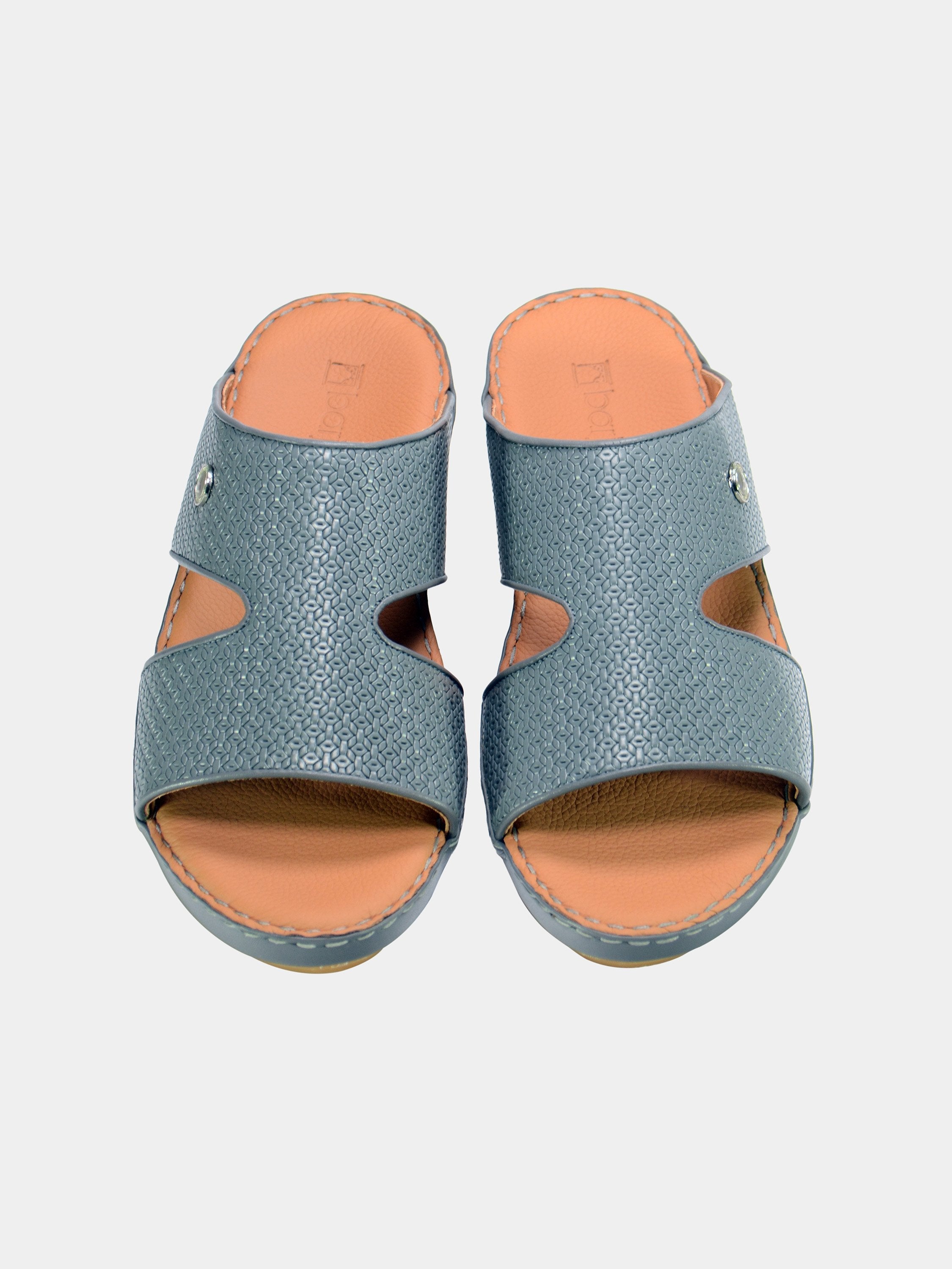 Barjeel Uno 001927 Textured Pattern Arabic Leather Sandals #color_Gray