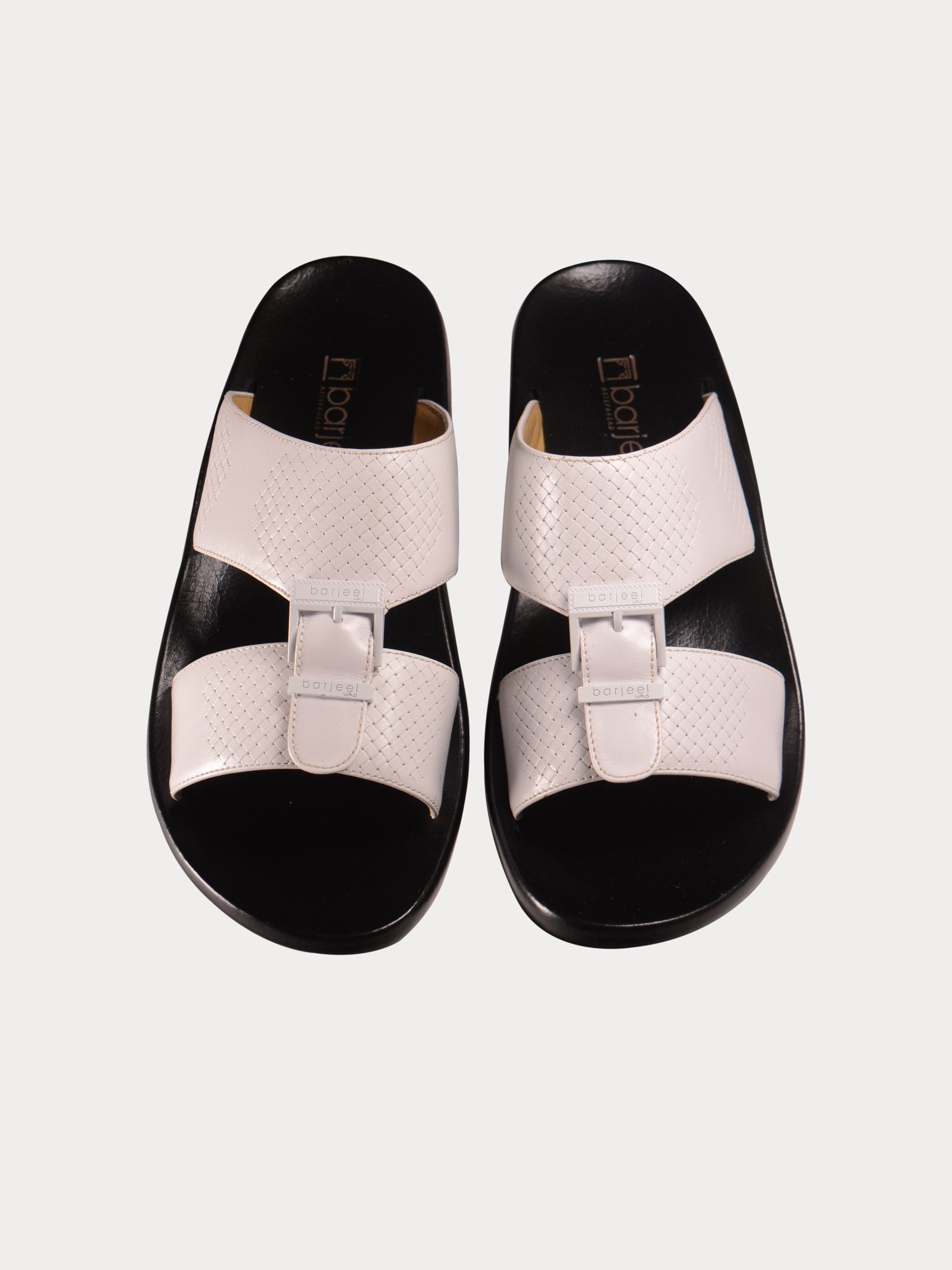 Barjeel Uno A197001 Weave Detailed Arabic Leather Sandals #color_White