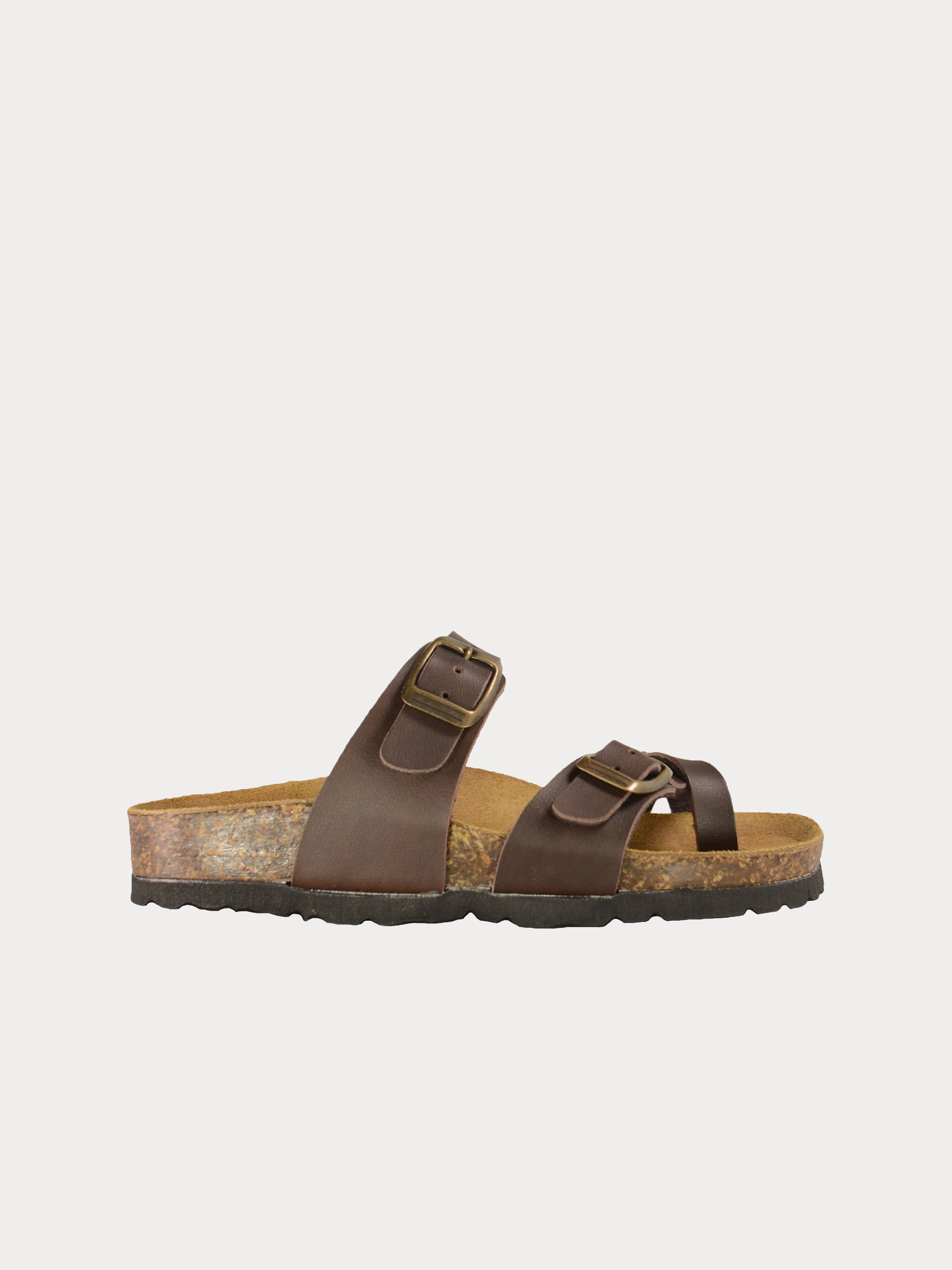Biochic Boys Slider Sandals in Black Leather #color_Maroon
