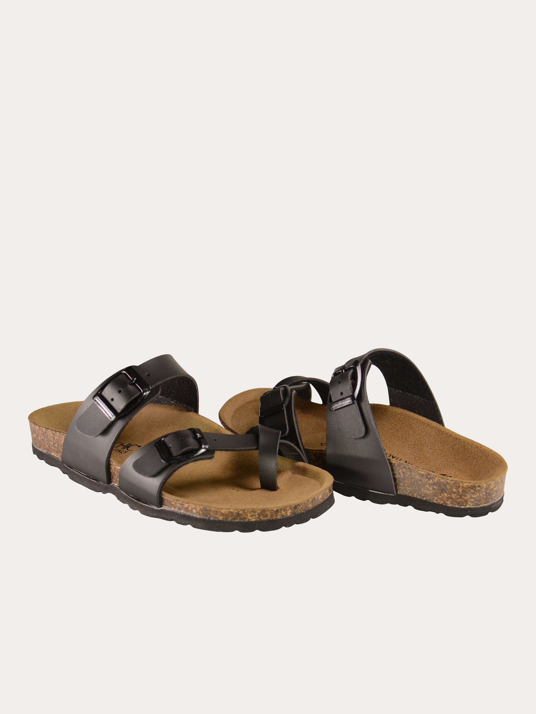 Biochic Boys Slider Sandals in Black Leather #color_Black