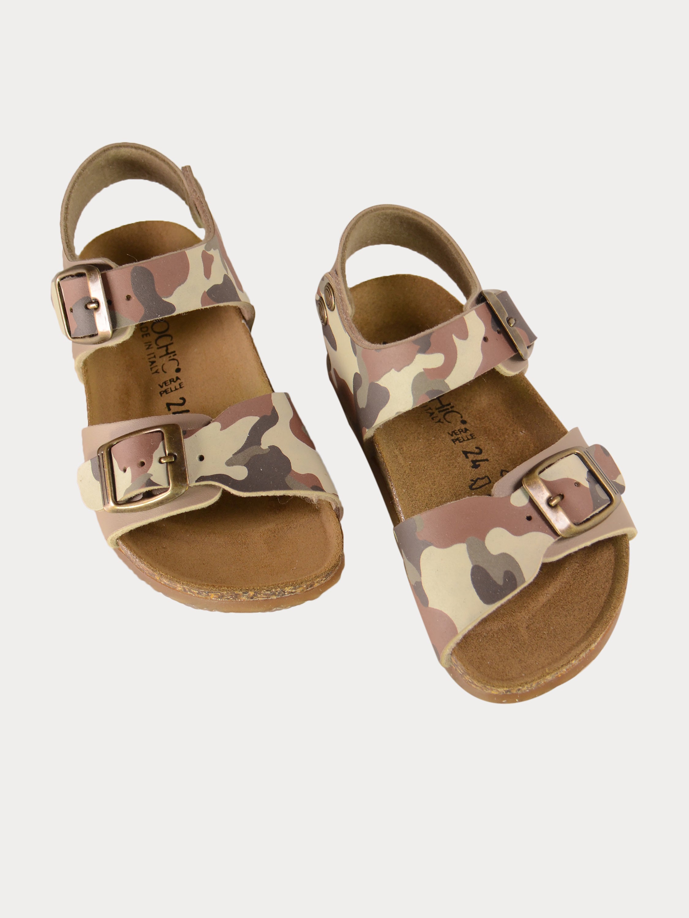 Biochic Boys Back Strap Sandals in Green Leather #color_Green