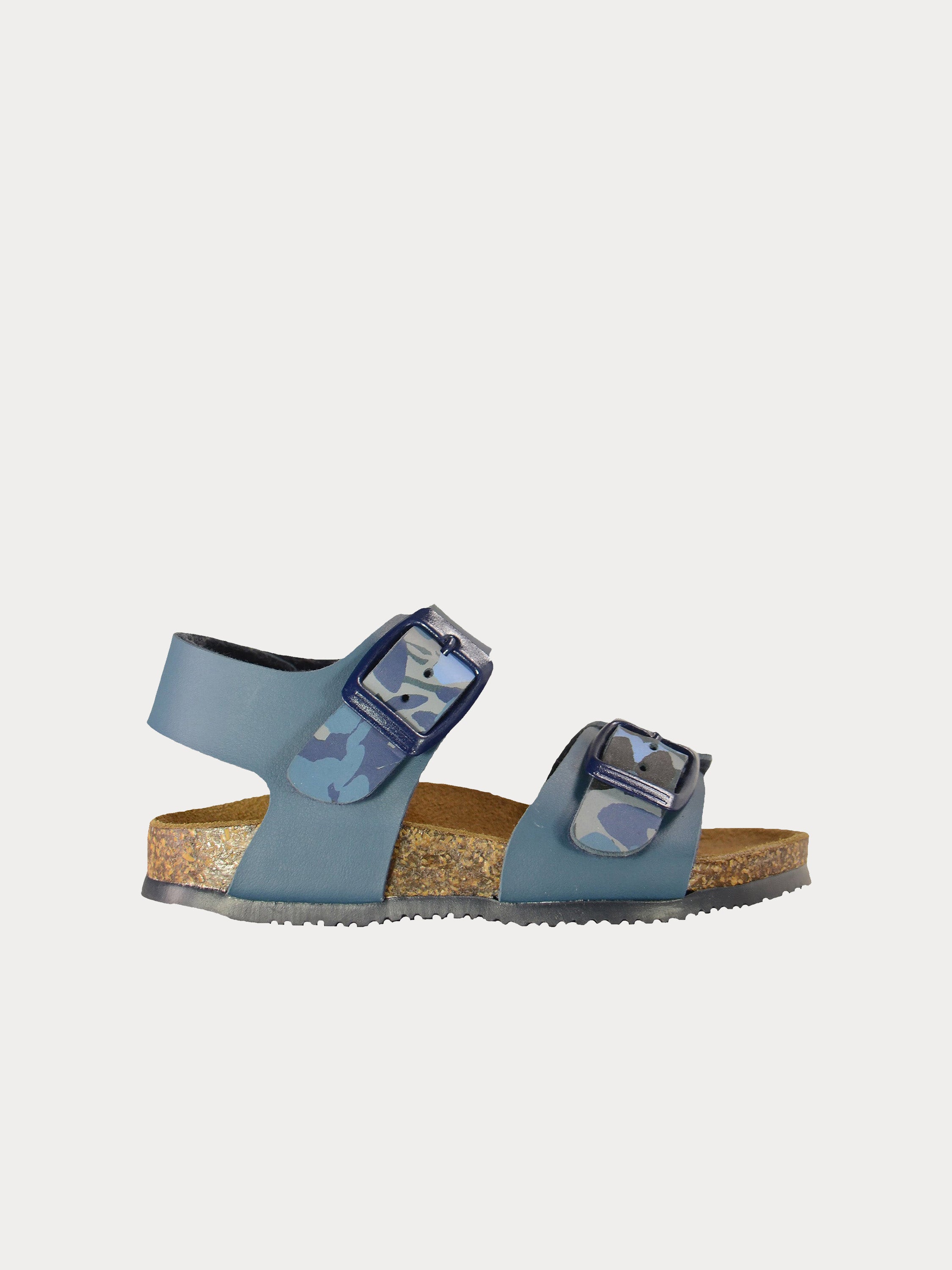 Biochic Boys Back Strap Sandals in Green Leather #color_Blue