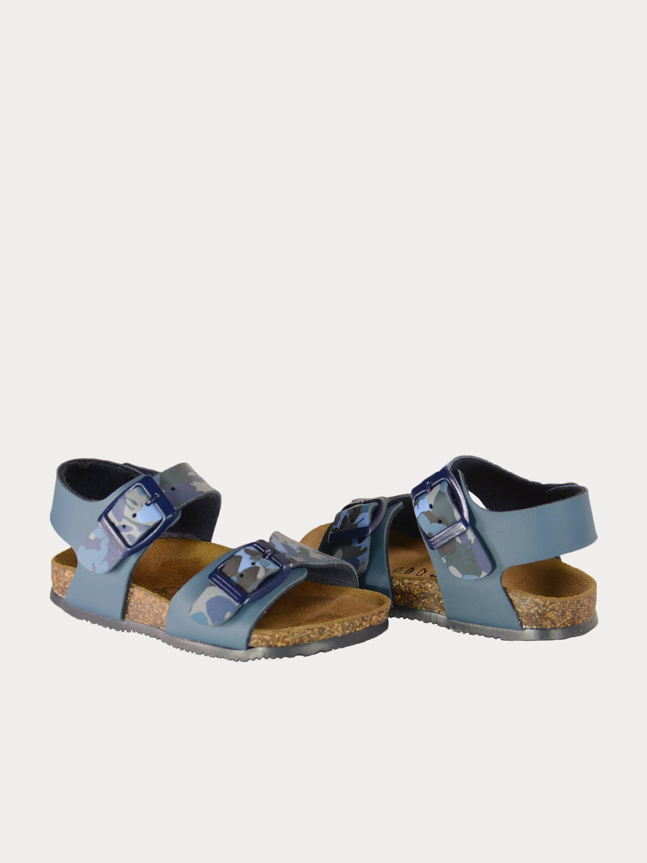 Biochic Boys Back Strap Sandals in Green Leather #color_Blue