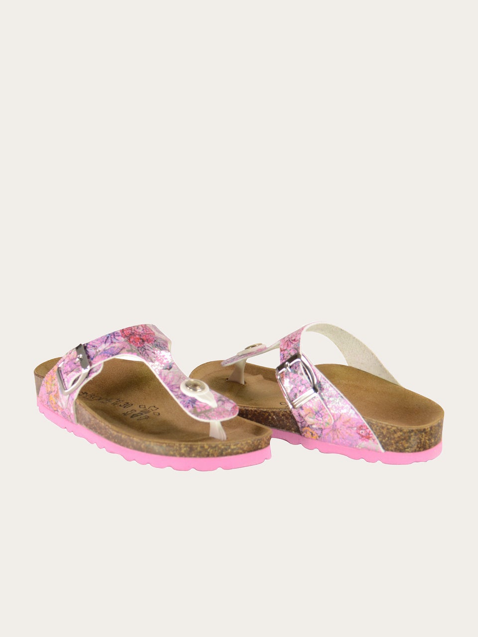 Biochic Girls 1830 Purple Floral Flat Sandals #color_Purple