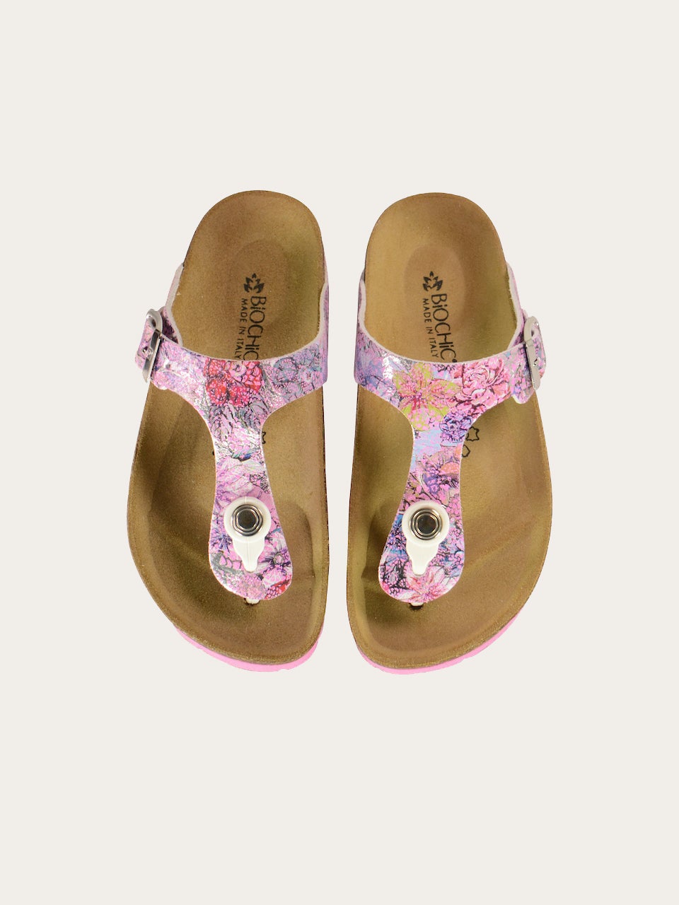 Biochic Girls 1830 Purple Floral Flat Sandals #color_Purple
