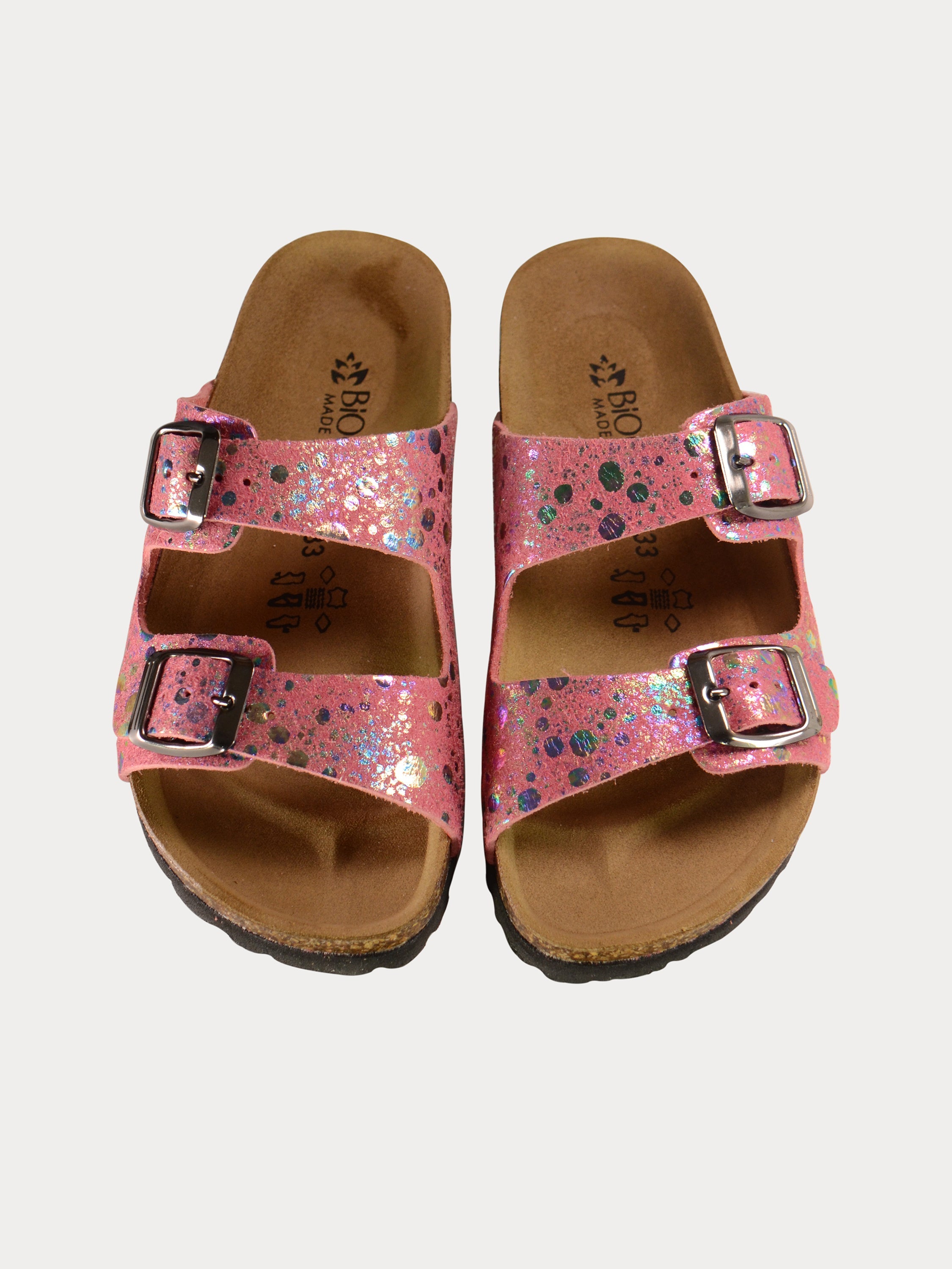 Biochic Girls Dual Strap Flat Sandals #color_Pink