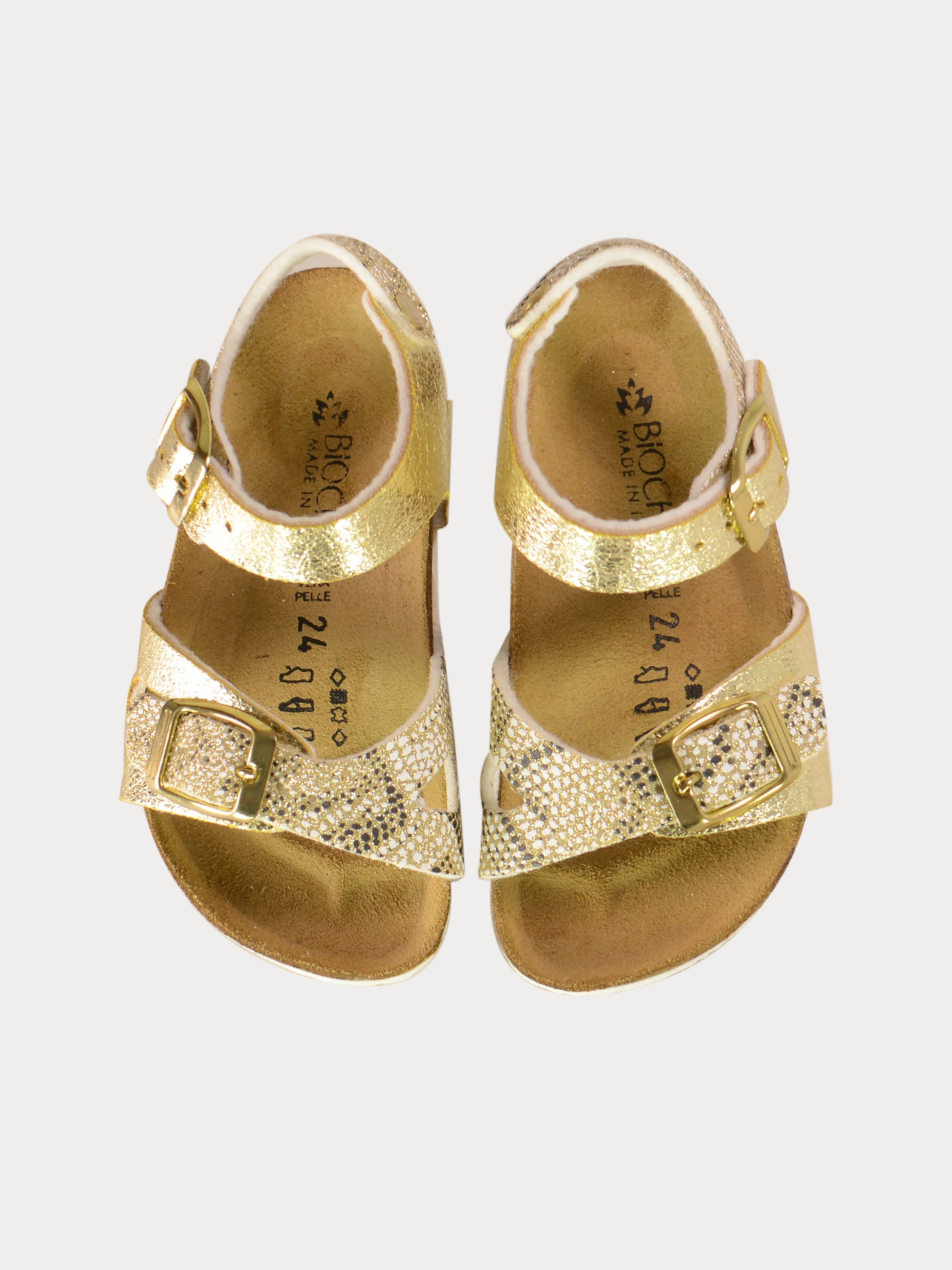 Biochic Girls Honeycomb Back Strap Sandals #color_Gold