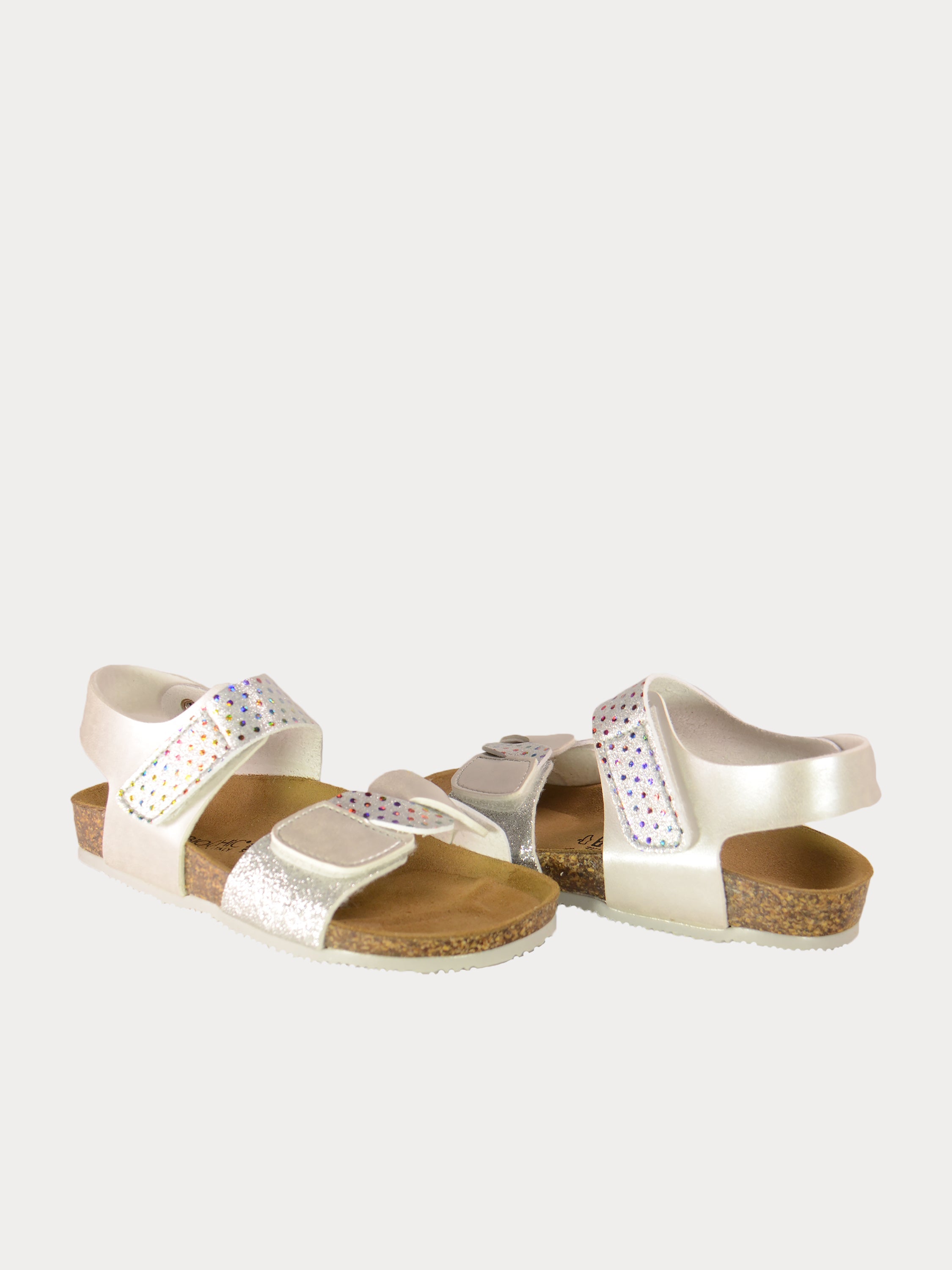 Biochic Girls Shiny Silver Back Strap Sandals #color_Silver