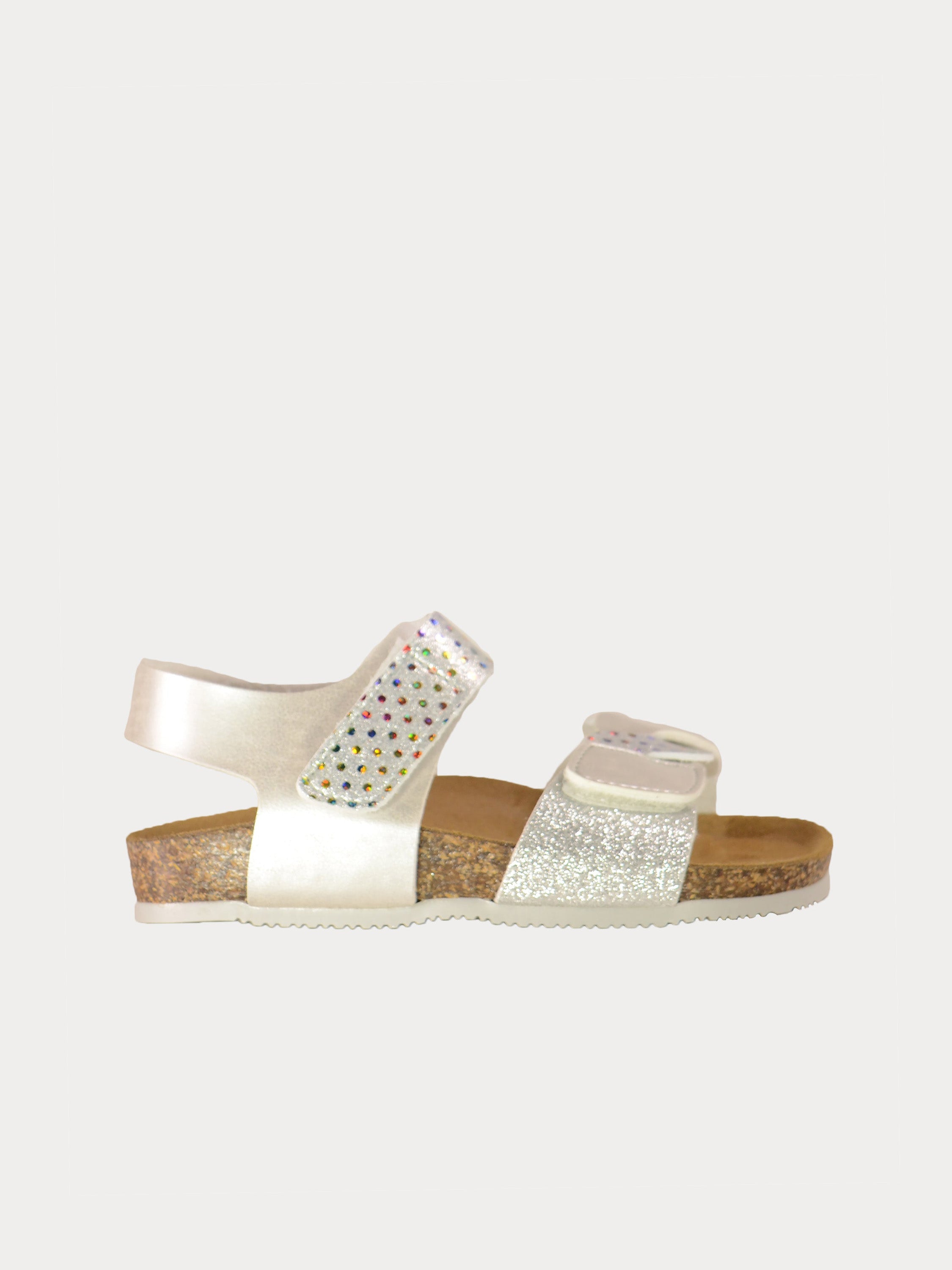 Biochic Girls Shiny Silver Back Strap Sandals #color_Silver
