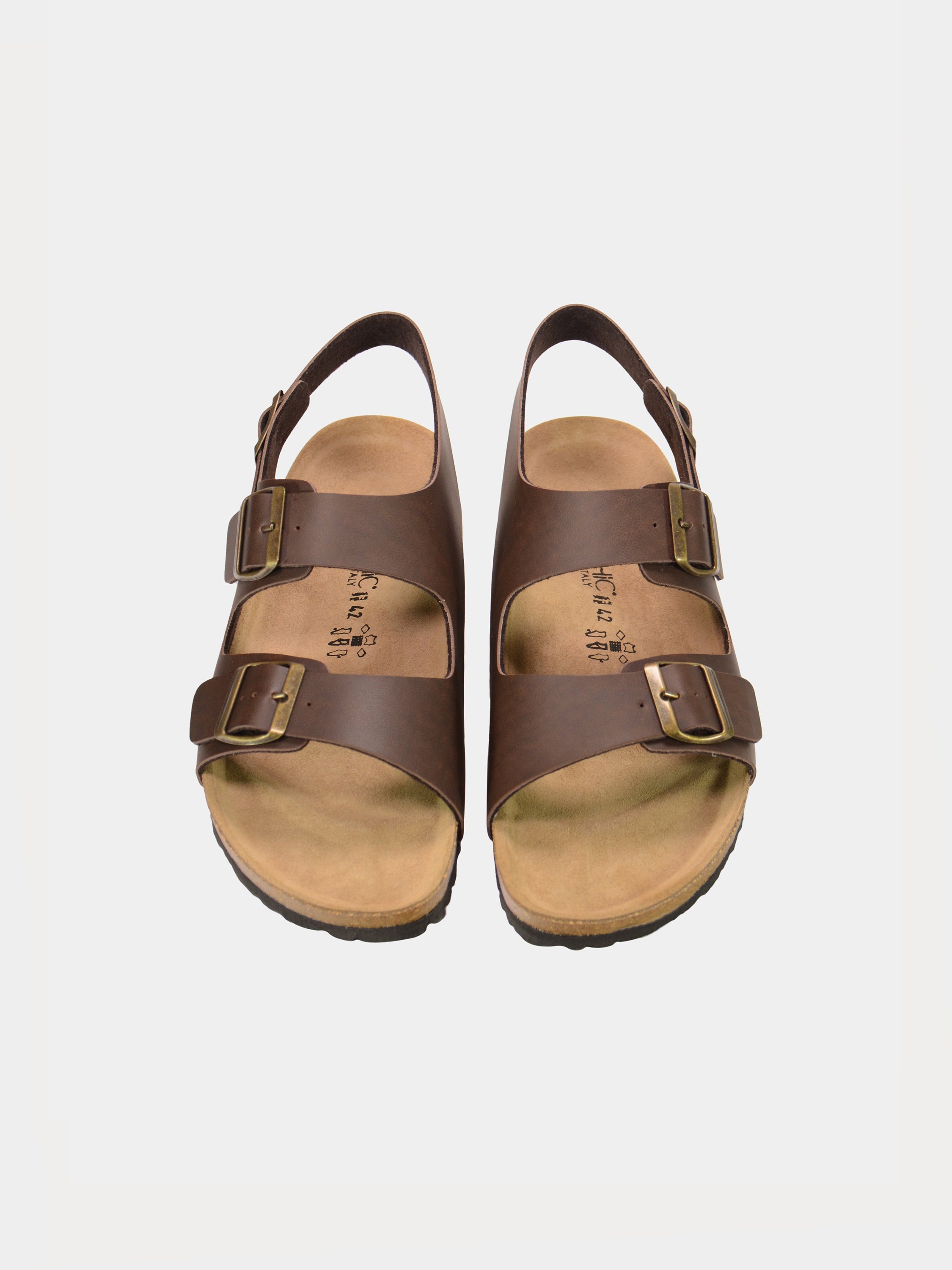 Biochic Men Solid Back Strap Flat Sandals #color_Maroon