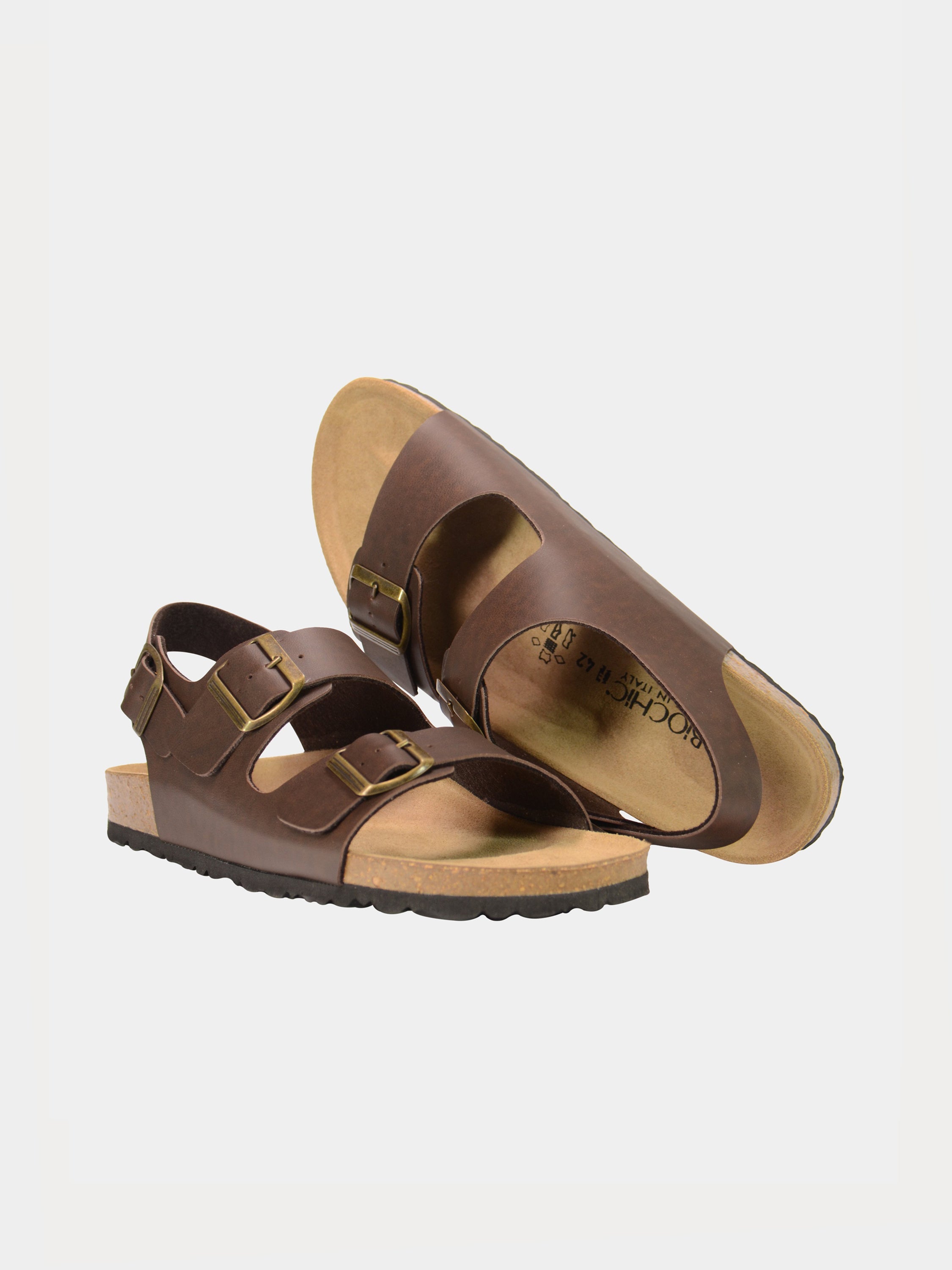 Biochic Men Solid Back Strap Flat Sandals #color_Maroon
