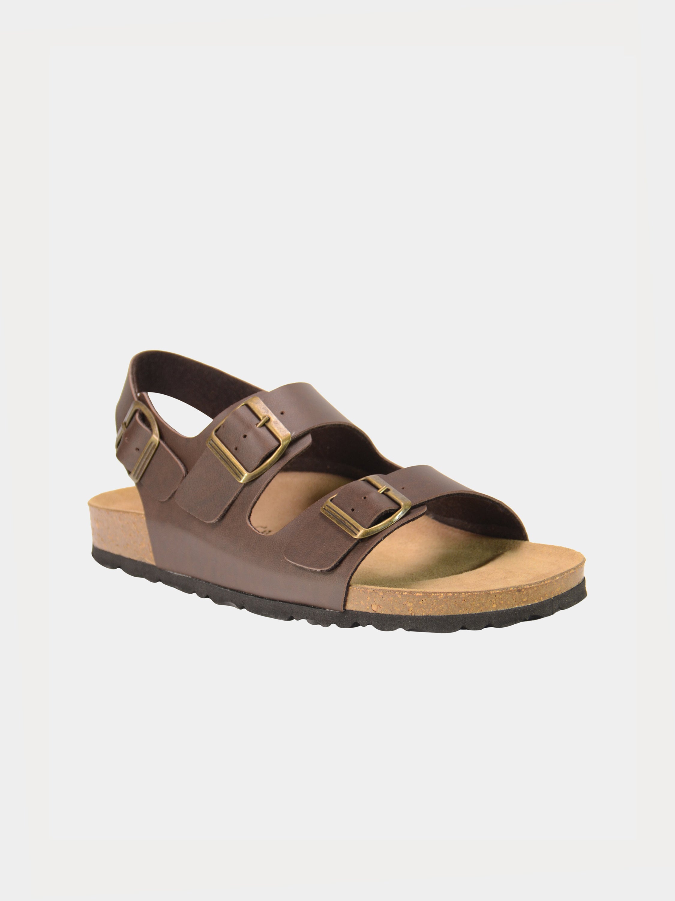 Biochic Men Solid Back Strap Flat Sandals #color_Maroon