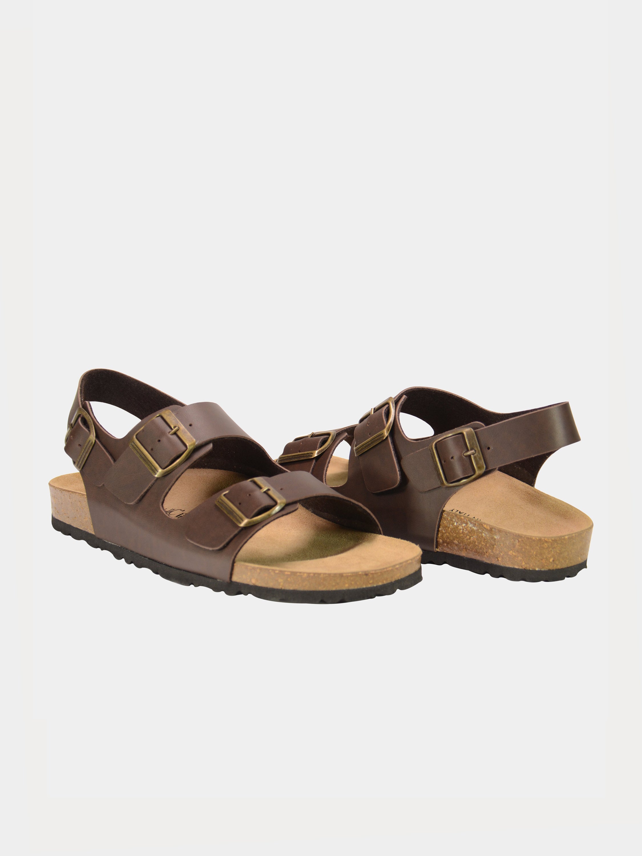 Biochic Men Solid Back Strap Flat Sandals #color_Maroon
