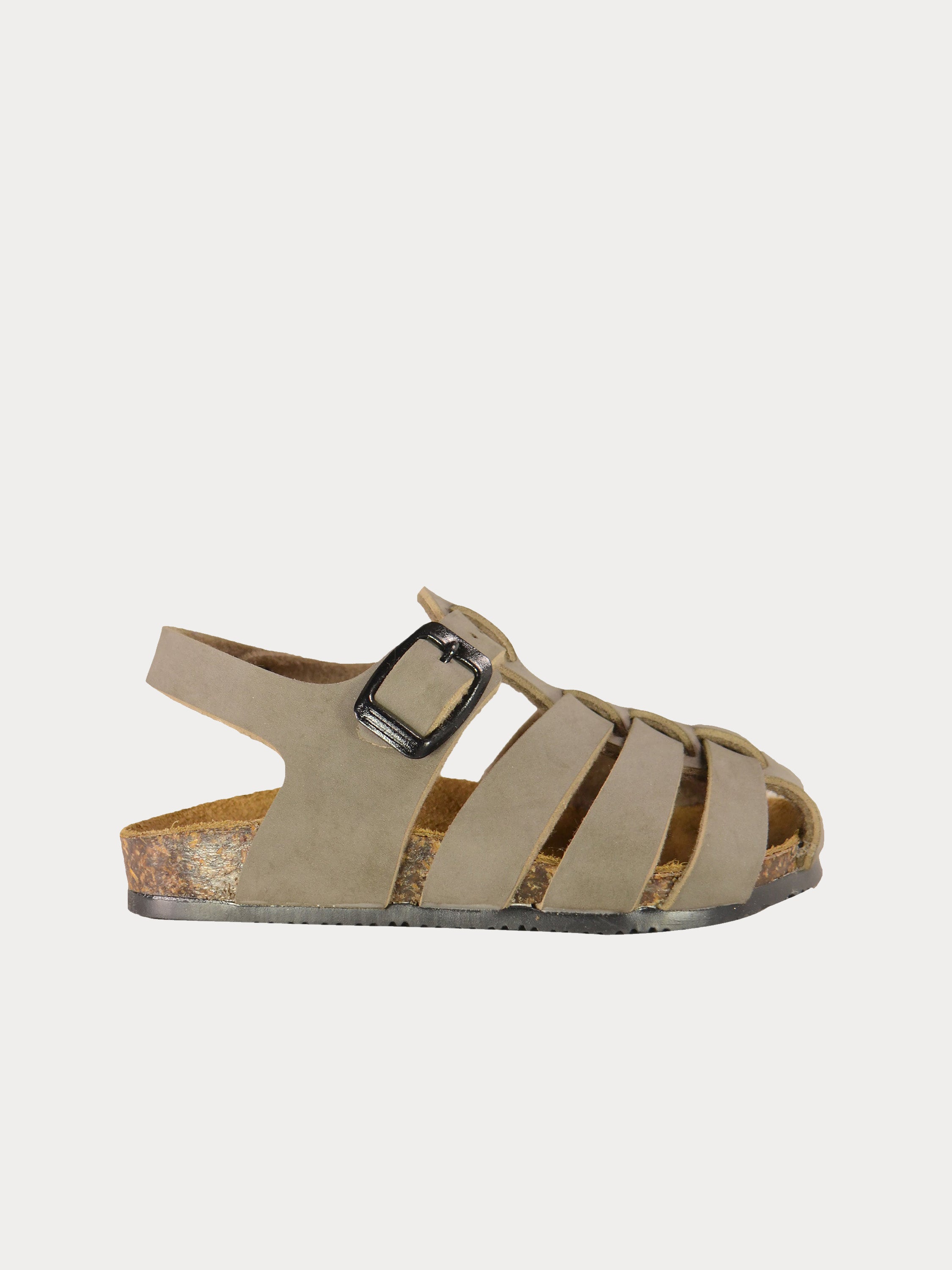 Biochic Back Strap Sandals in Beige Leather #color_Beige
