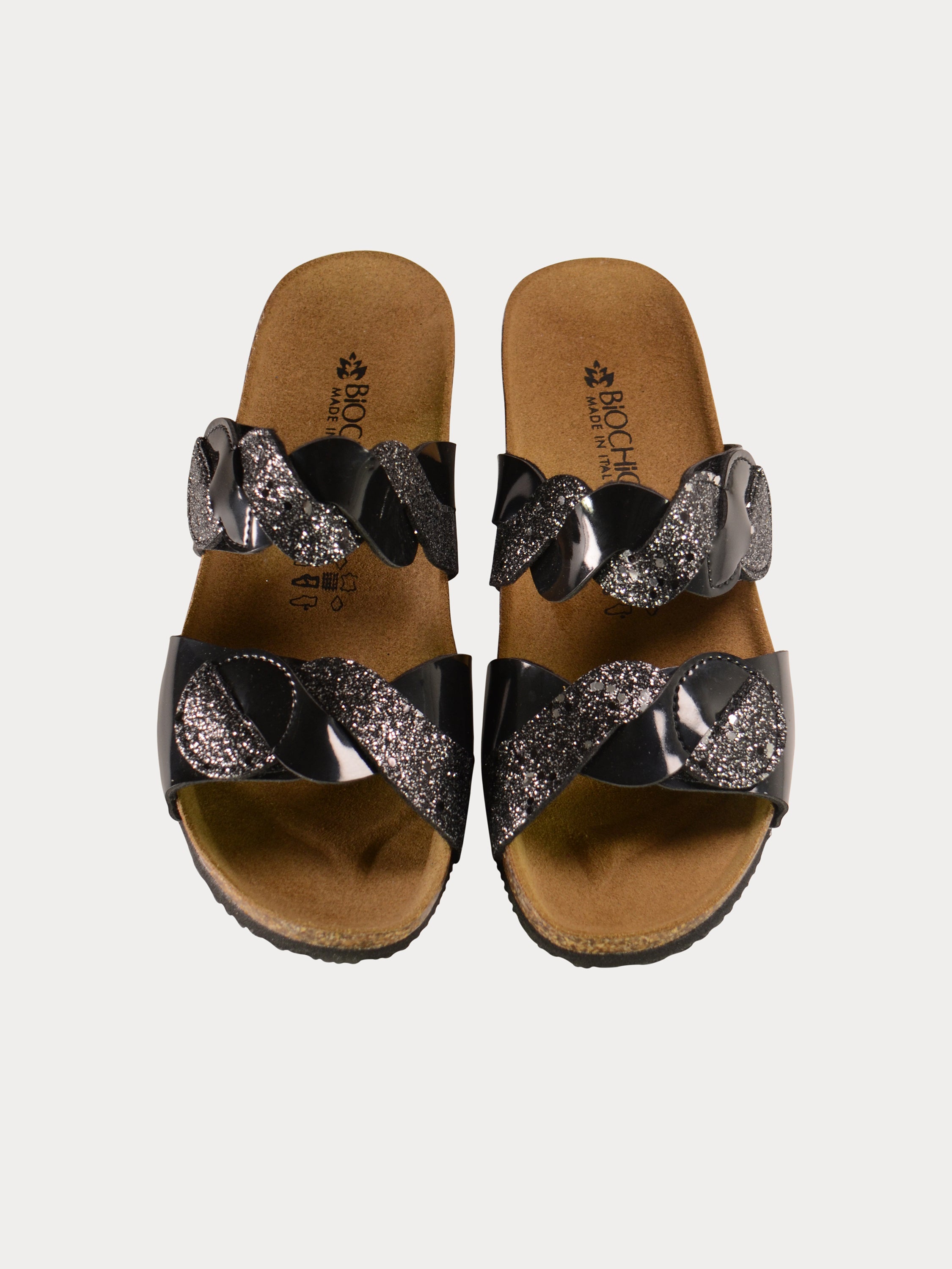 Biochic Women Elevated Heels Slider Sandals #color_Black