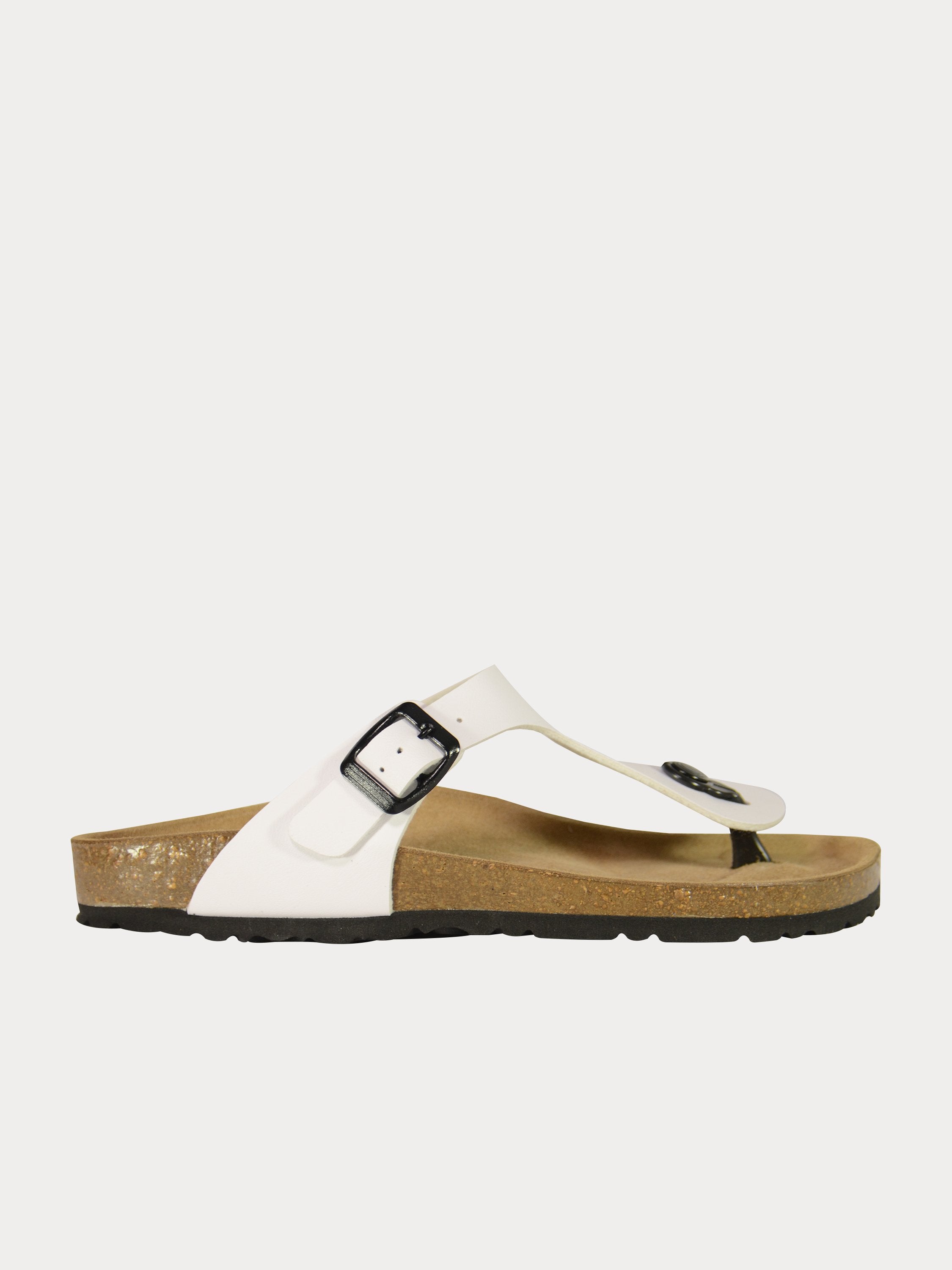 Biochic Women Flat Sandals in White Leather #color_White