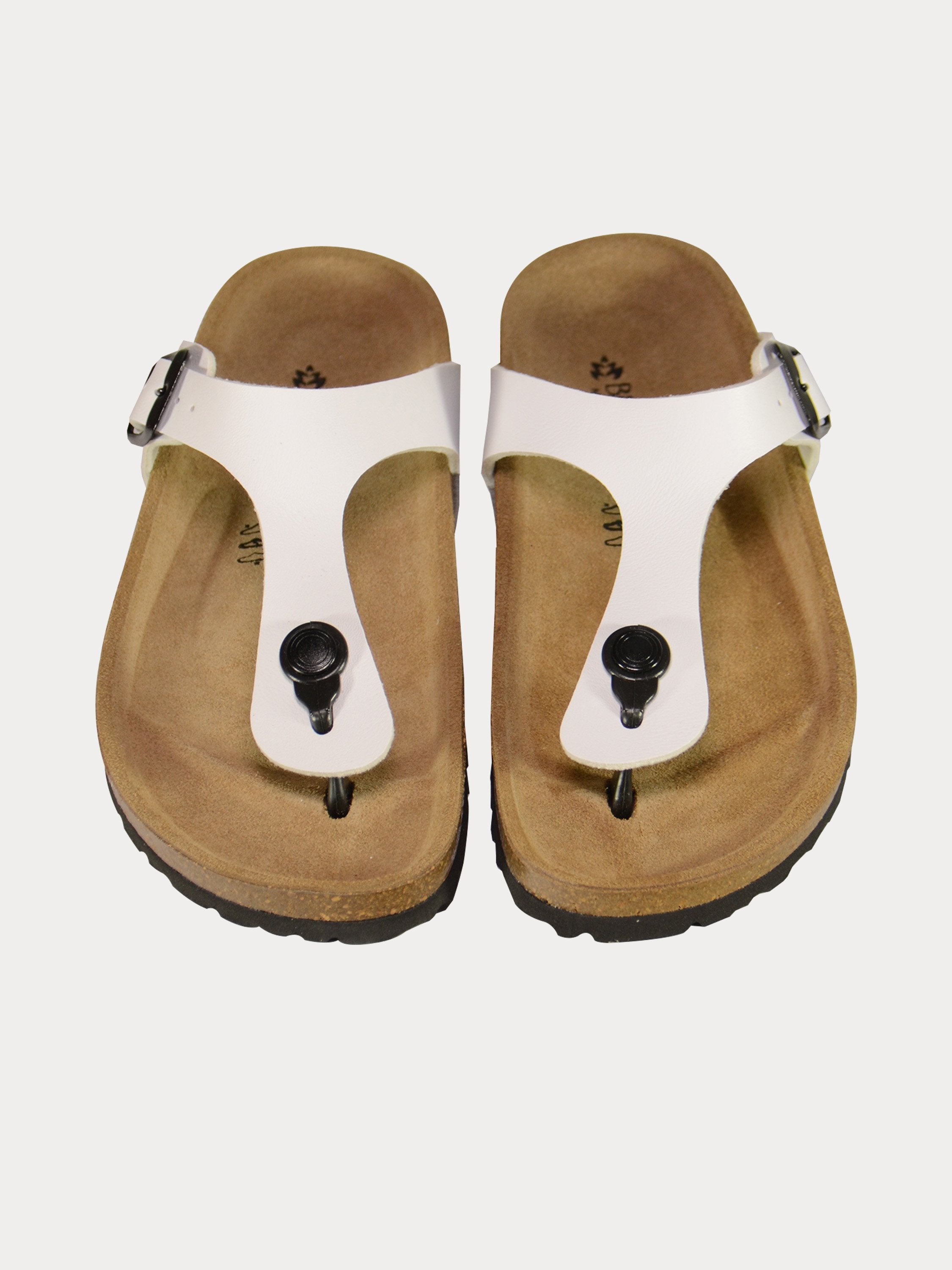 Biochic Women Flat Sandals in White Leather #color_White