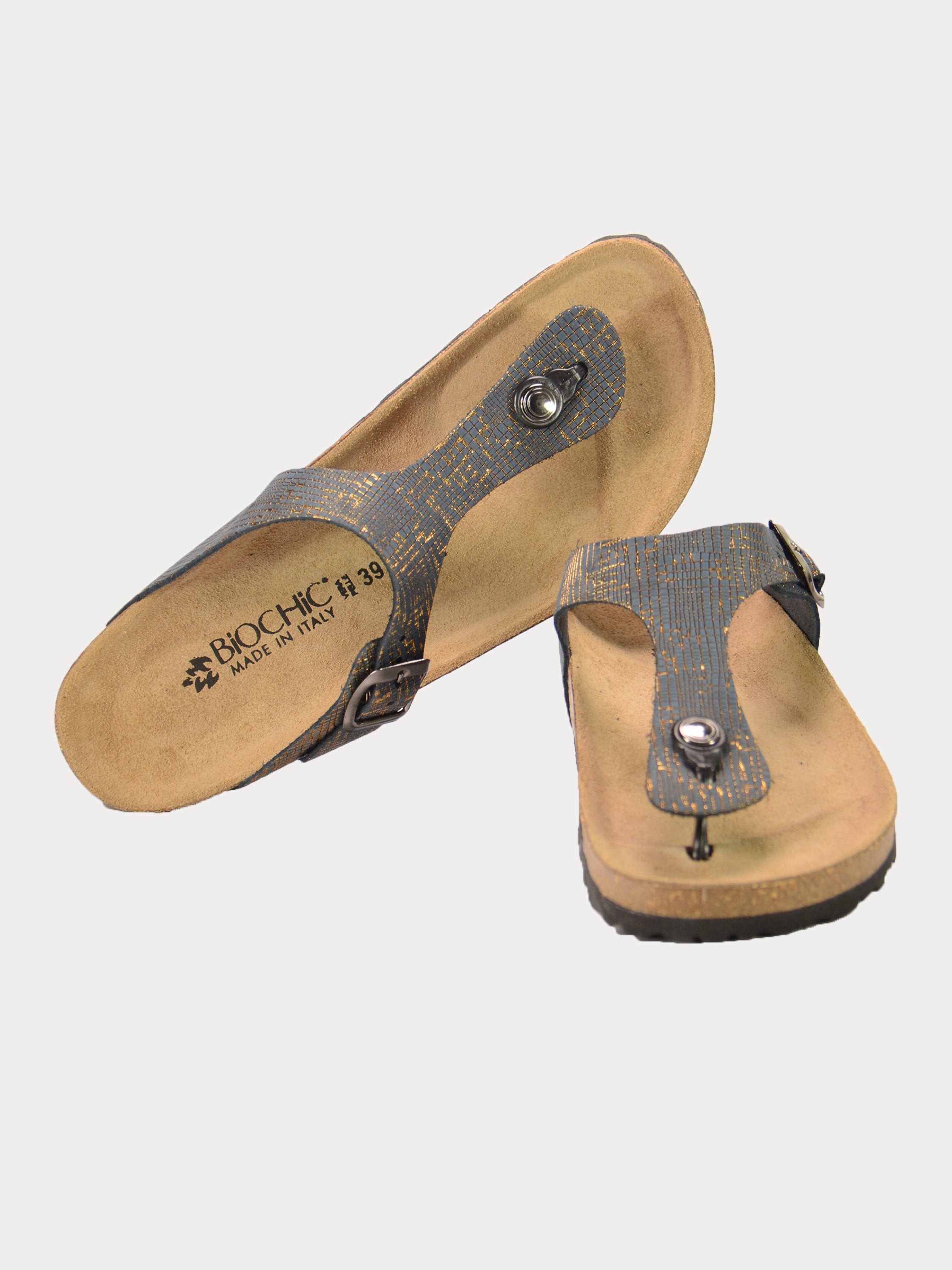 Biochic Women Flat Suede Sandals #color_Blue