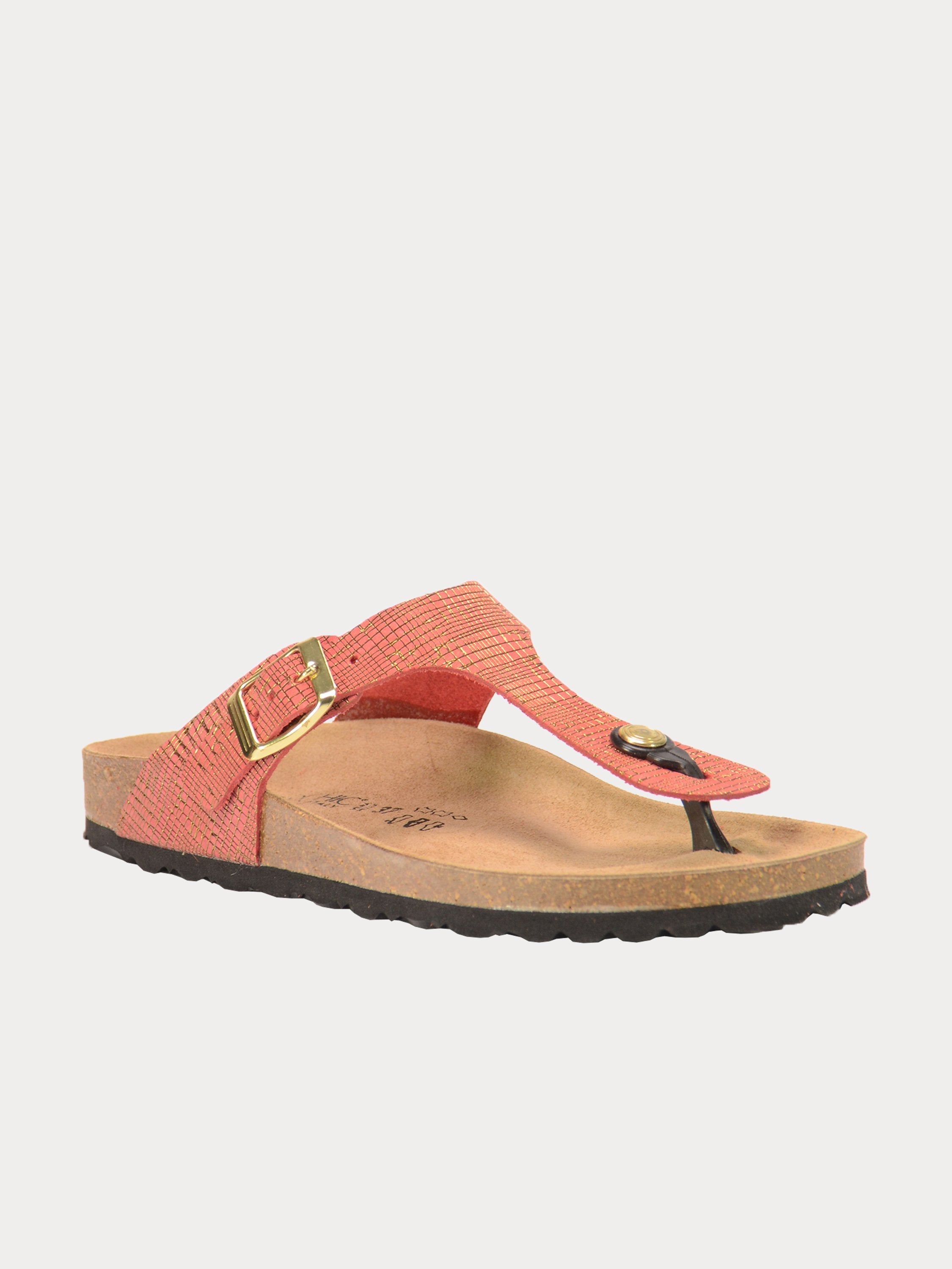 Biochic Women Flat Suede Sandals #color_Red