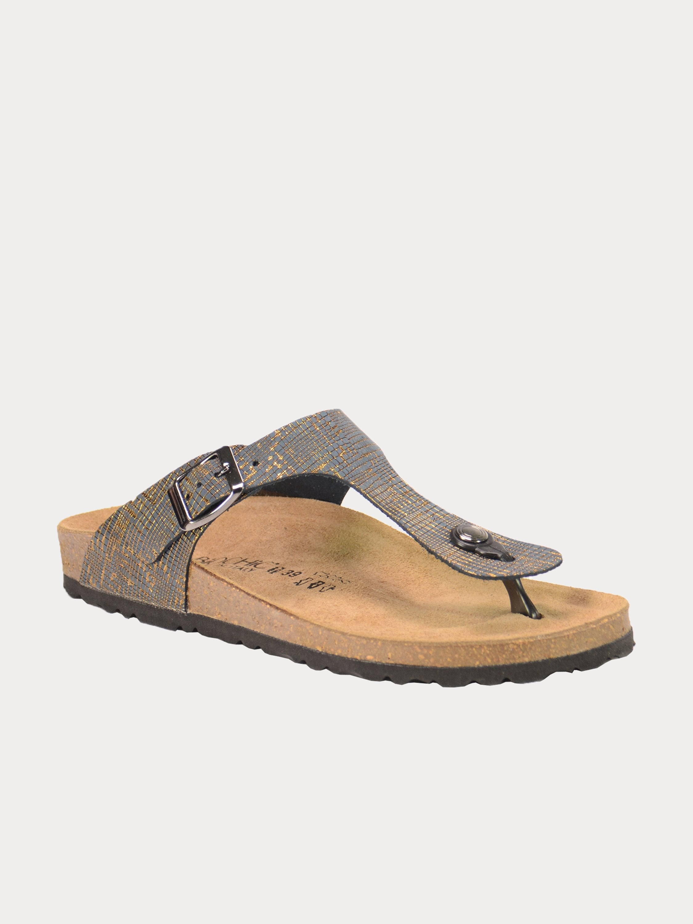 Biochic Women Flat Suede Sandals #color_Blue