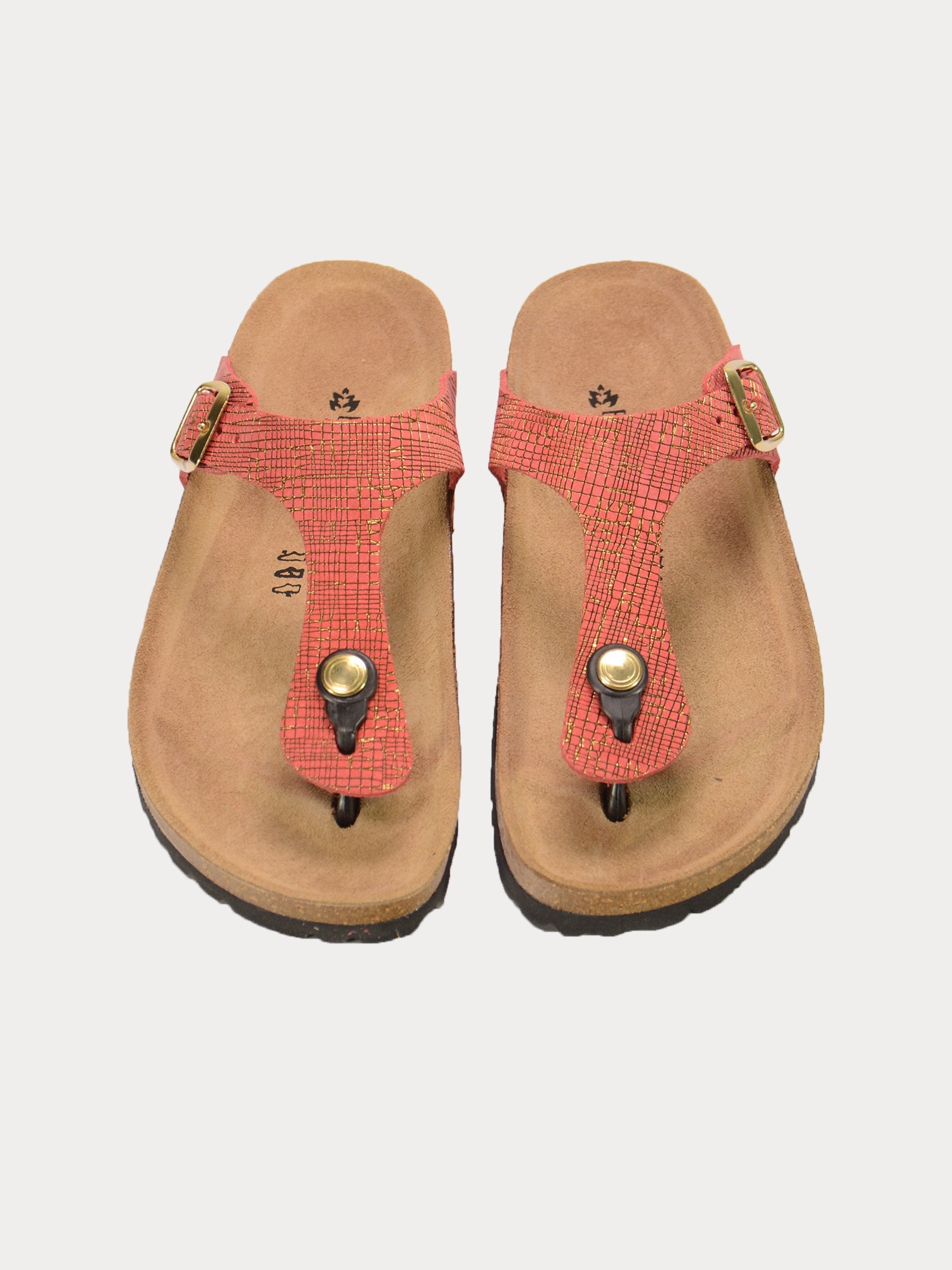 Biochic Women Flat Suede Sandals #color_Red