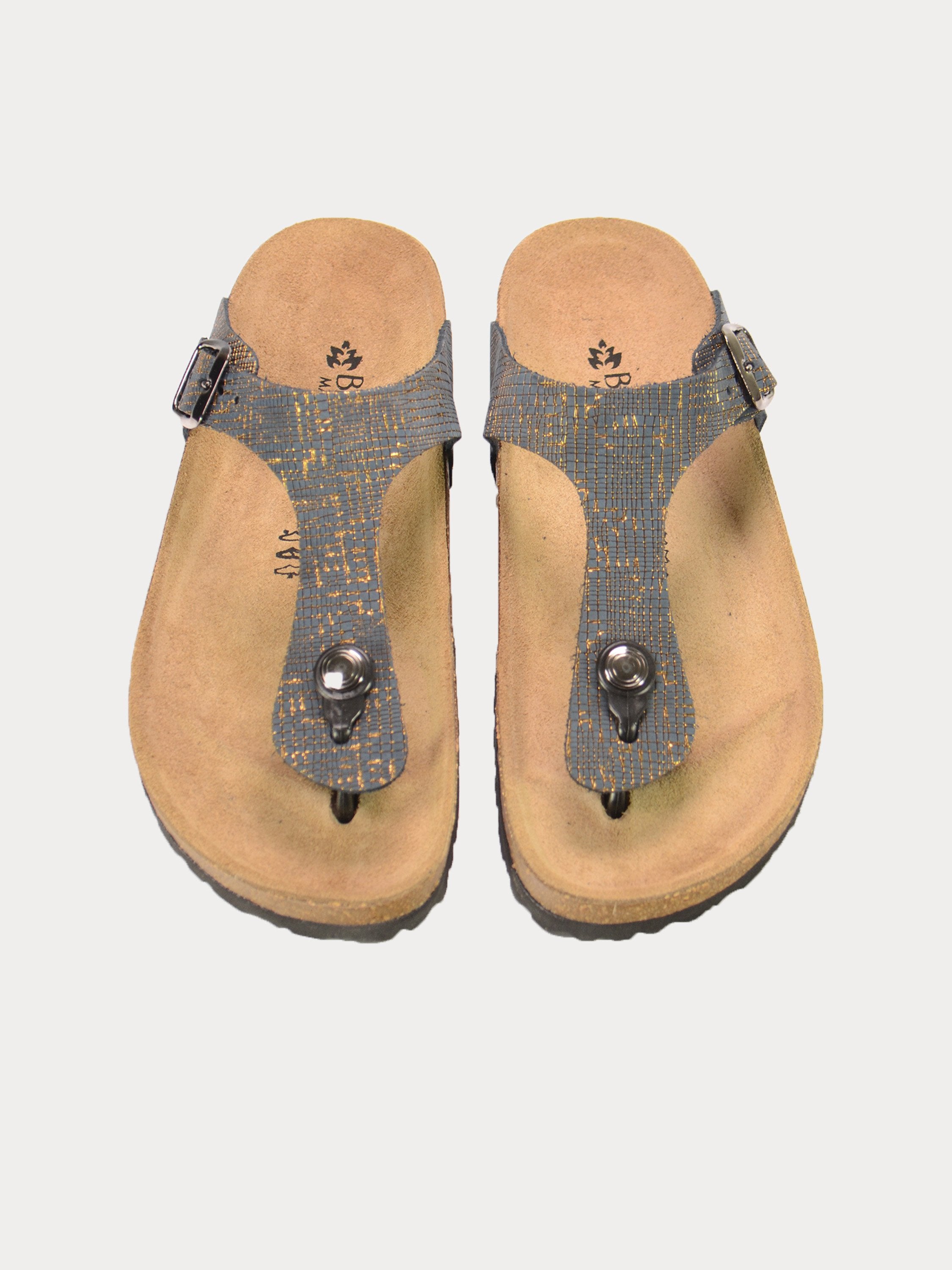 Biochic Women Flat Suede Sandals #color_Blue