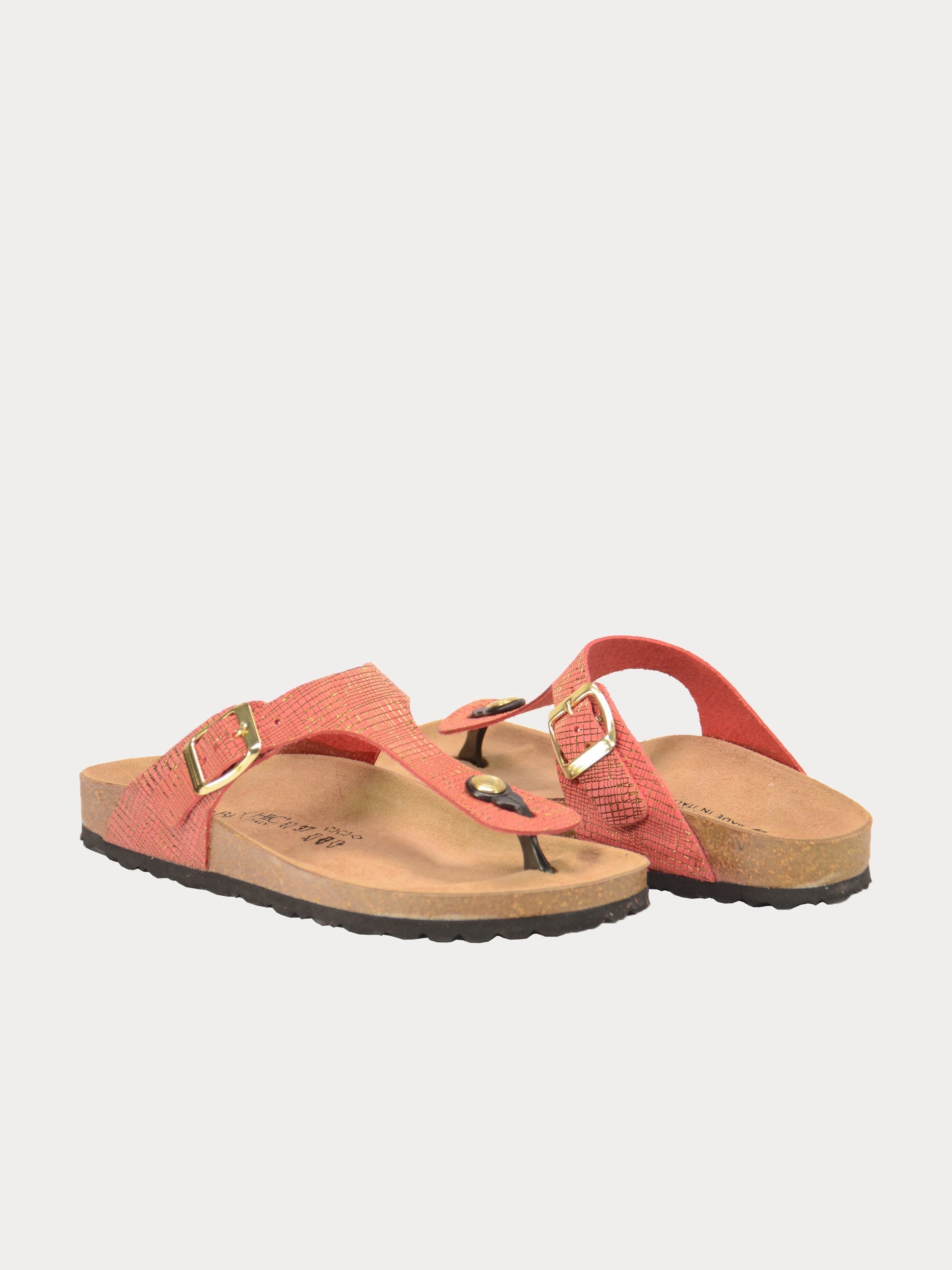 Biochic Women Flat Suede Sandals #color_Red