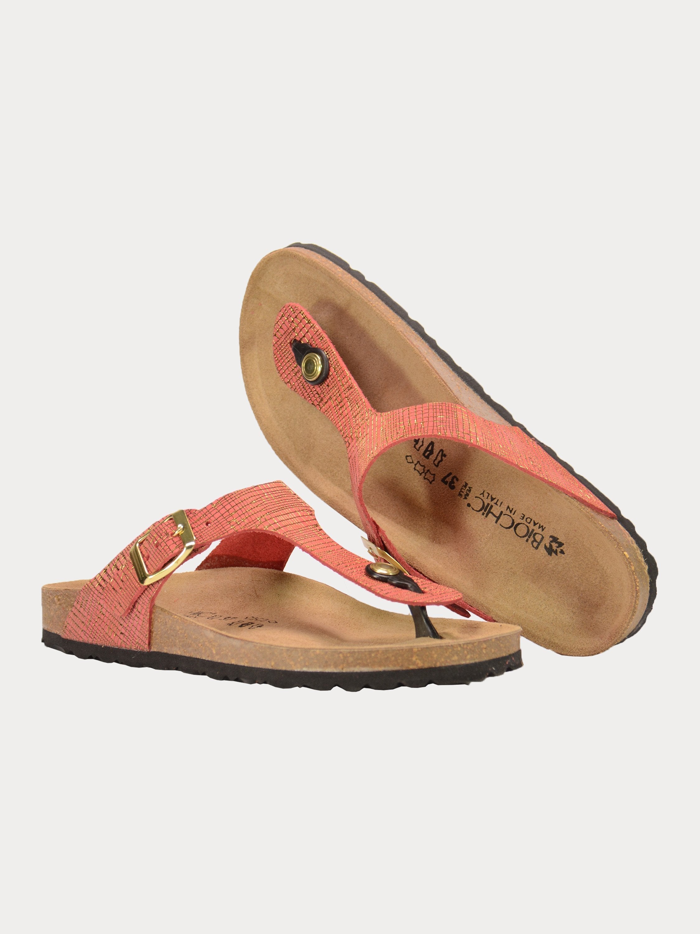 Biochic Women Flat Suede Sandals #color_Red
