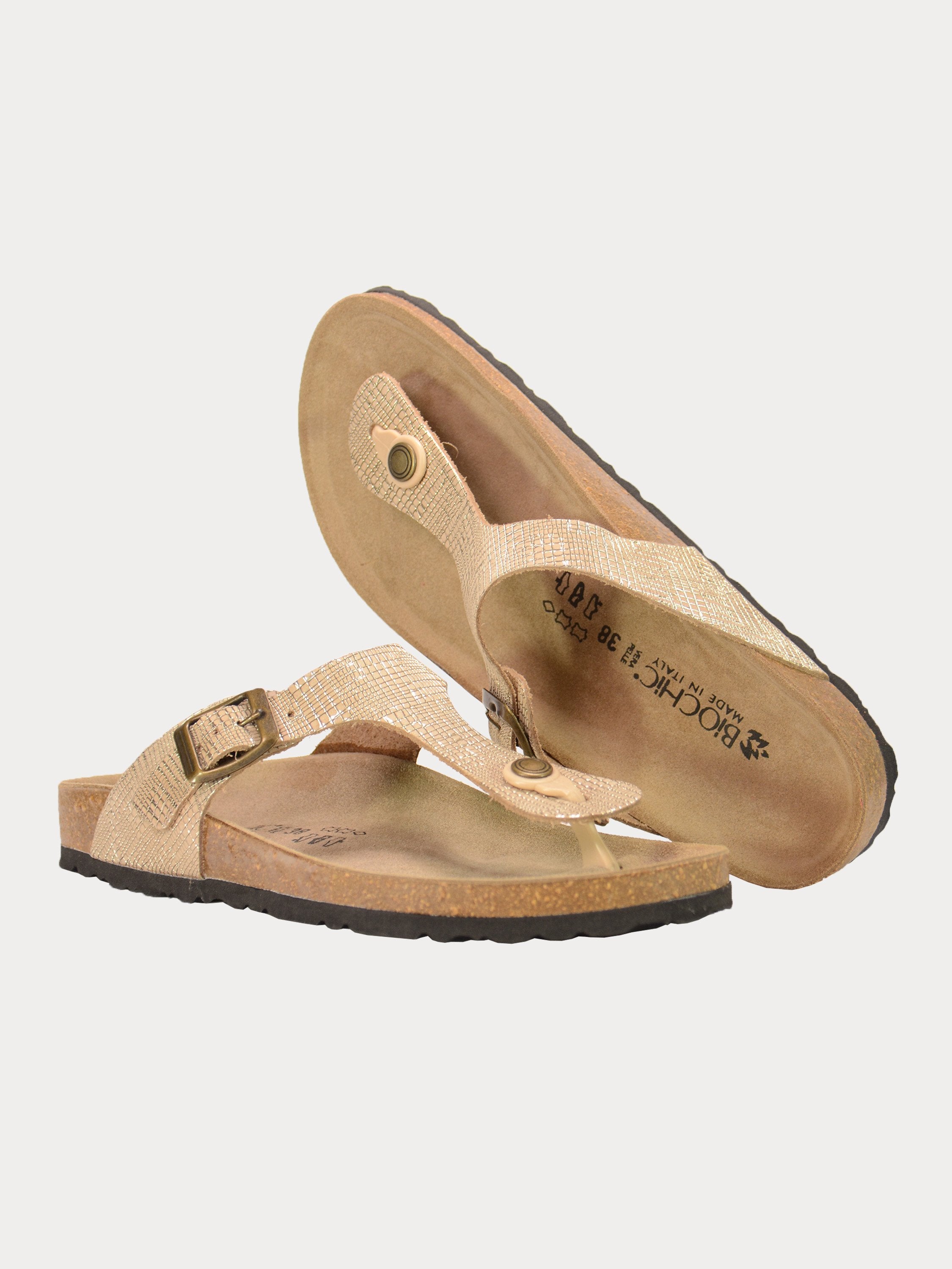 Biochic Women Flat Suede Sandals #color_Brown