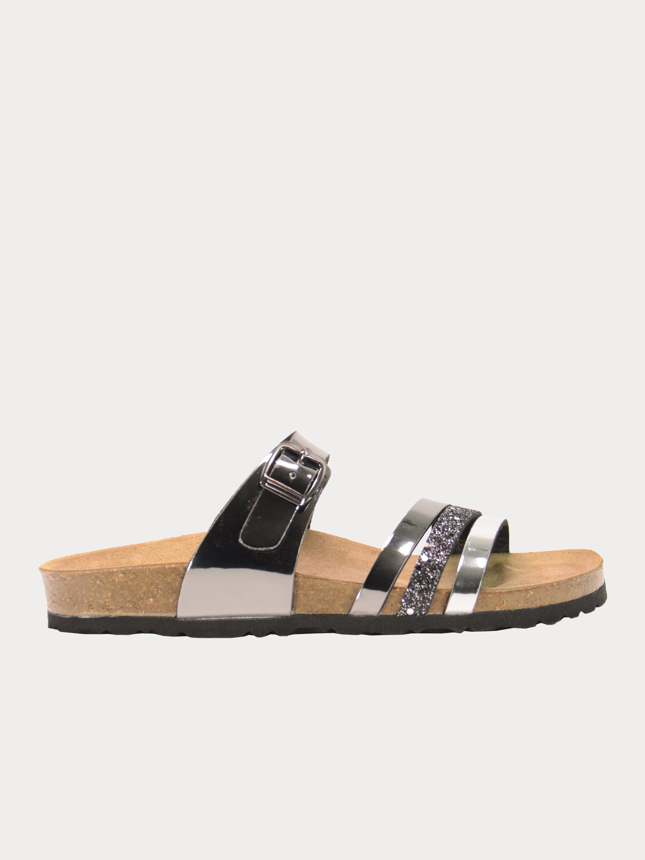 Biochic Women Multi Strap Patent Finish Sandals #color_Gray