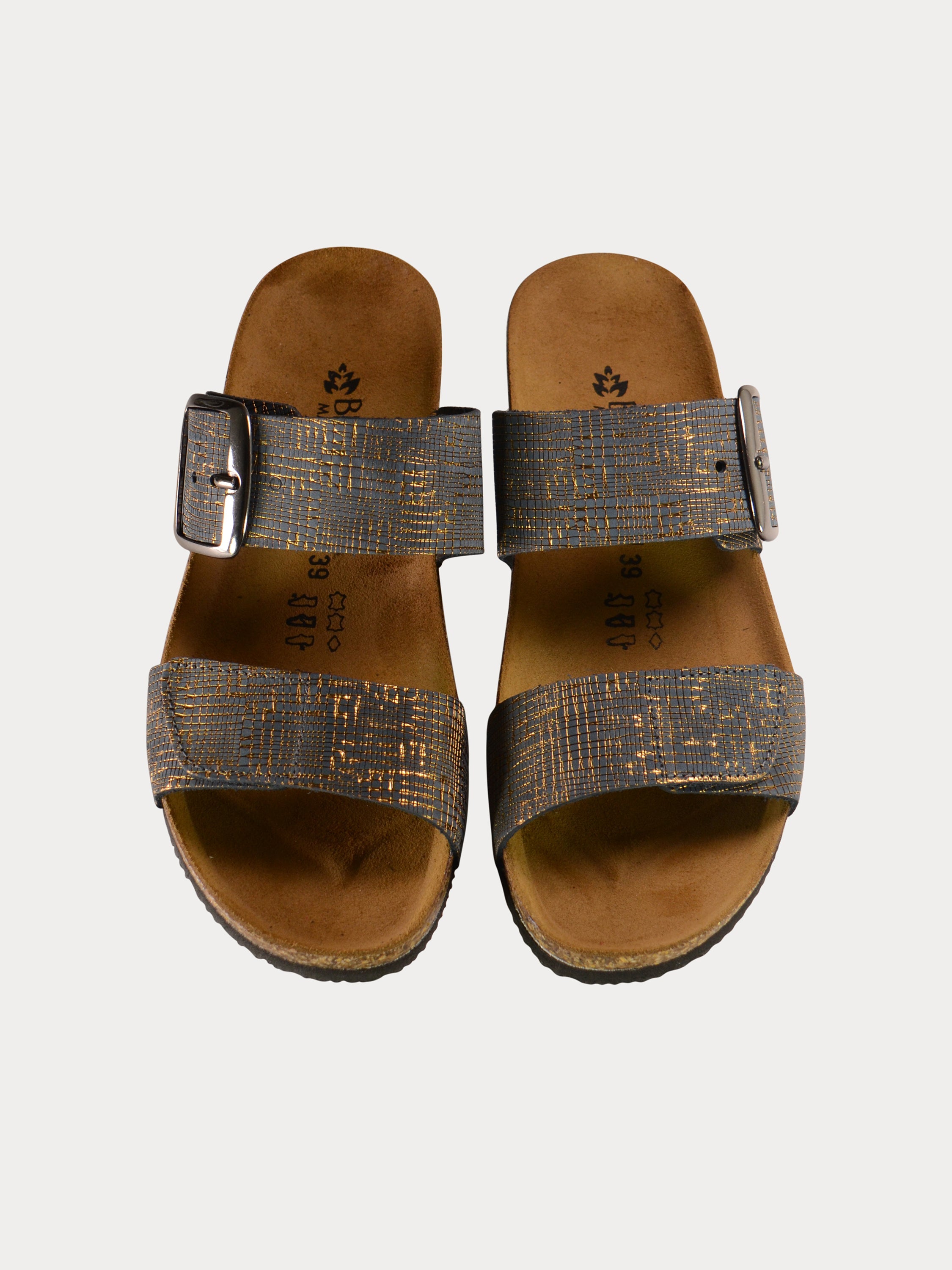 Biochic Women Slider Sandals in Beige Suede #color_Black