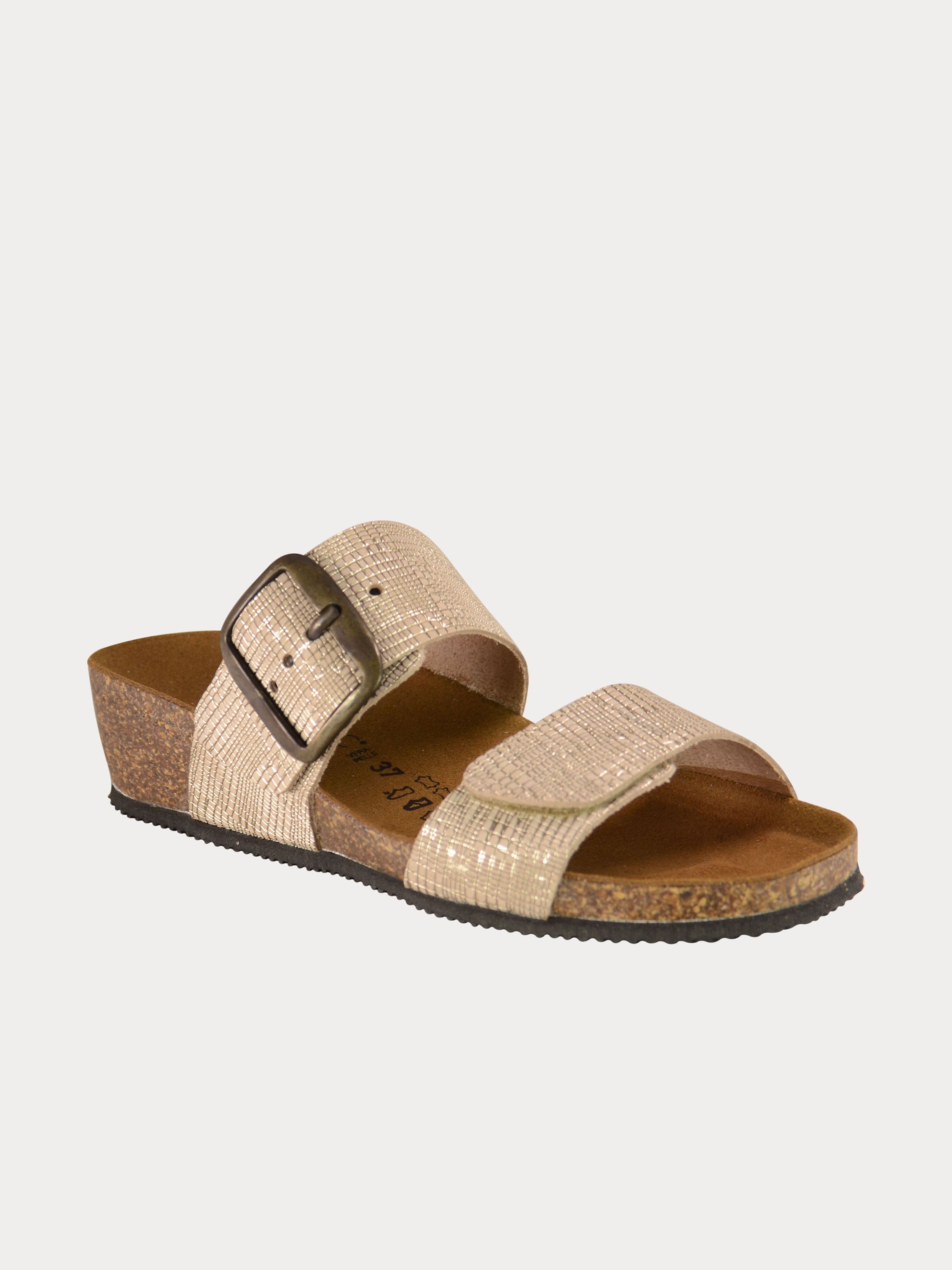 Biochic Women Slider Sandals in Beige Suede #color_Beige