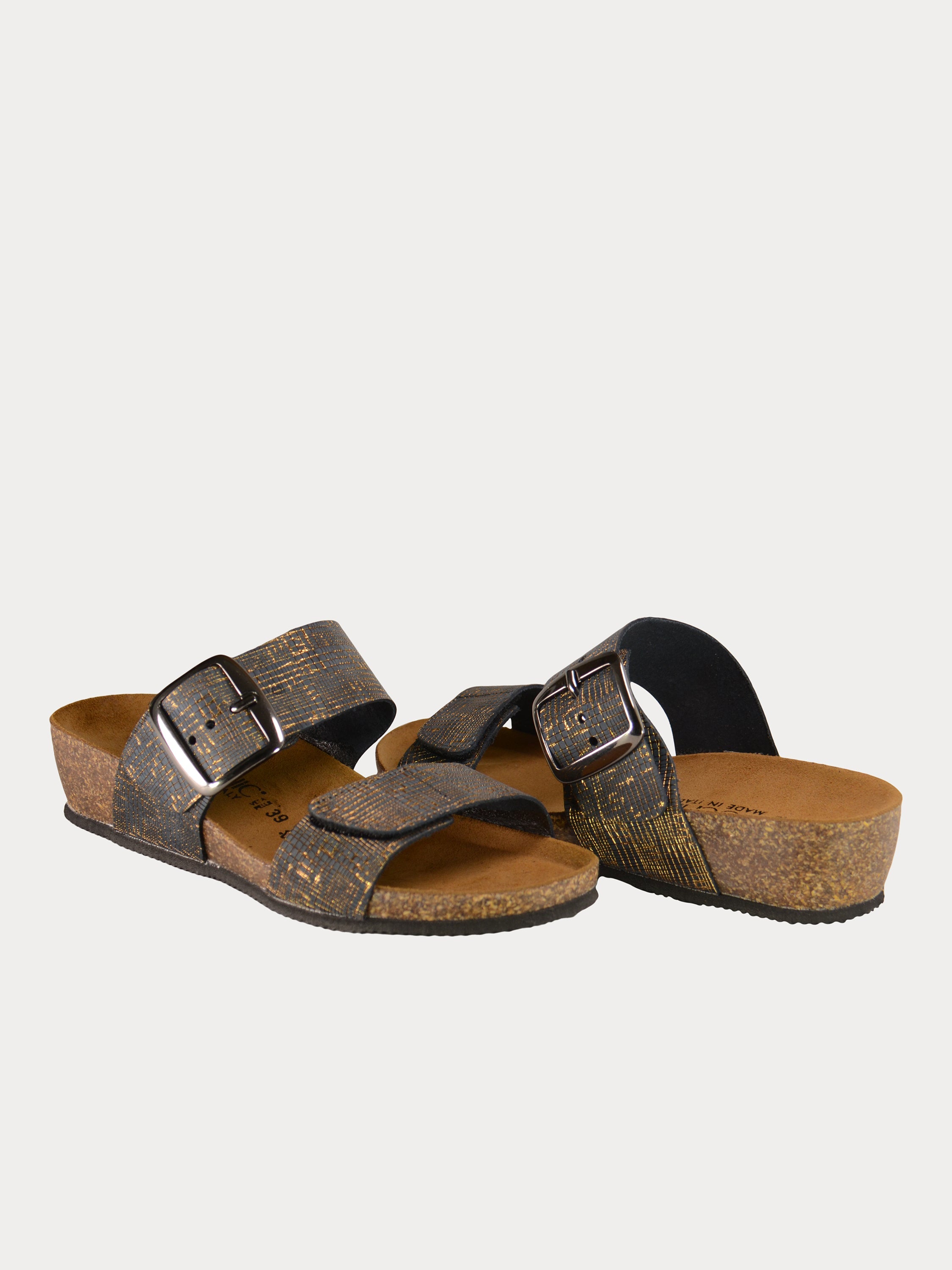 Biochic Women Slider Sandals in Beige Suede #color_Black