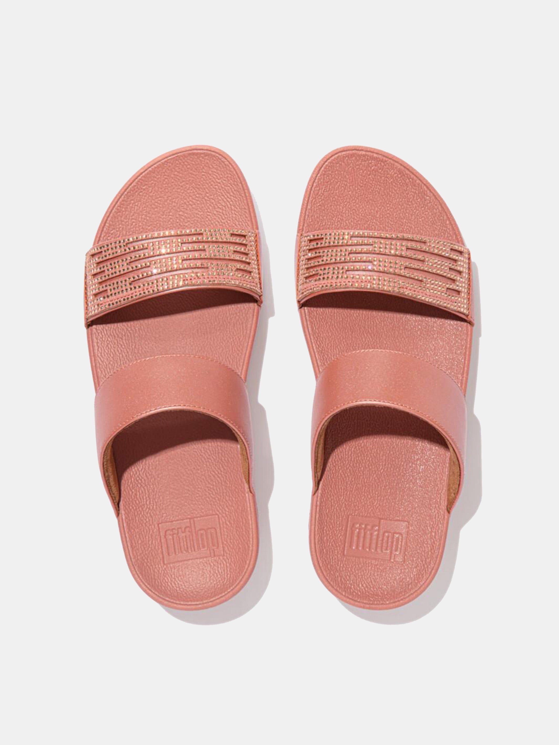 Fitflop Women's Lulu Lasercrystal Leather Slides #color_Pink