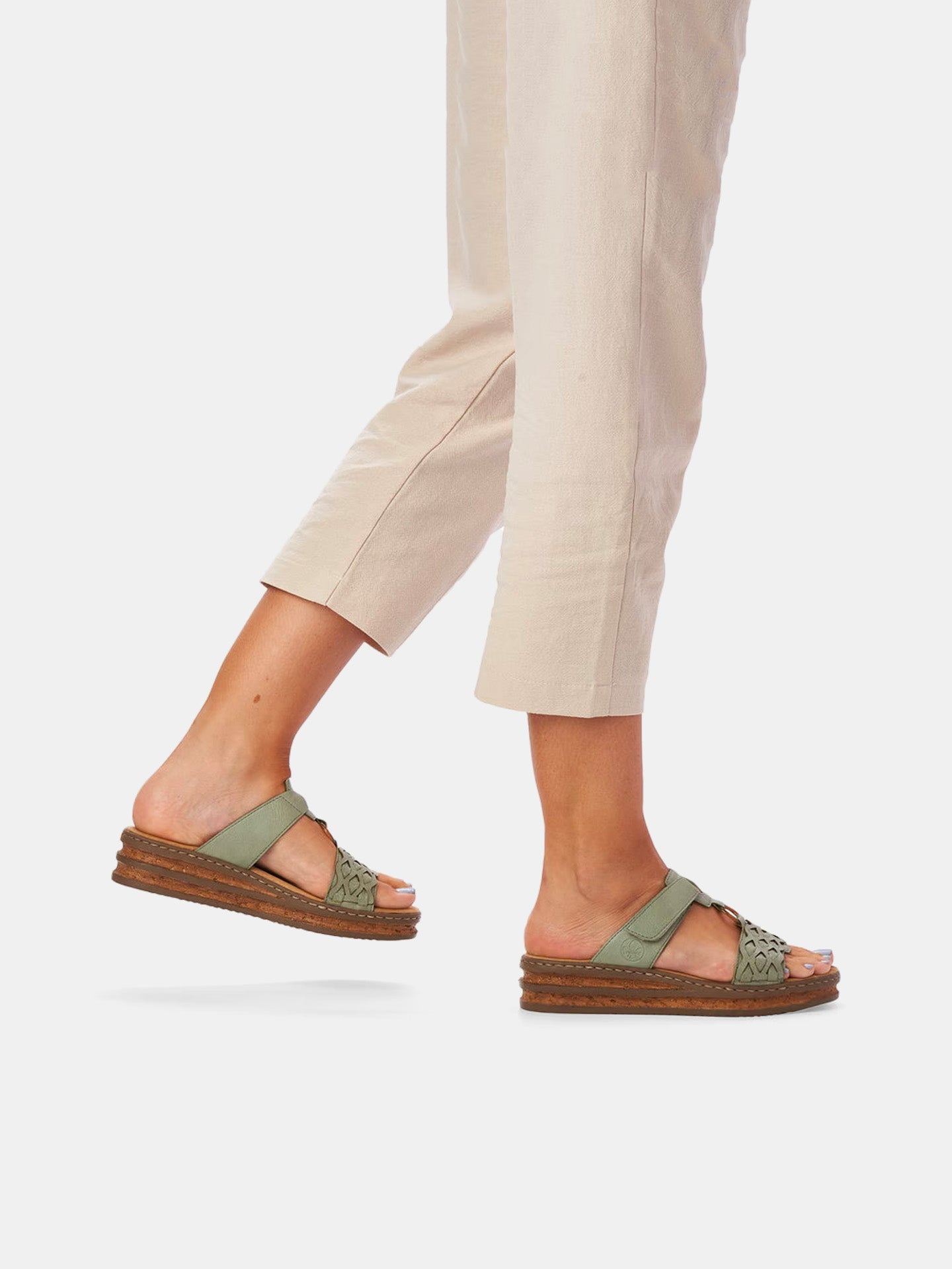 Rieker 629K9 Women's Slider Sandals #color_Green