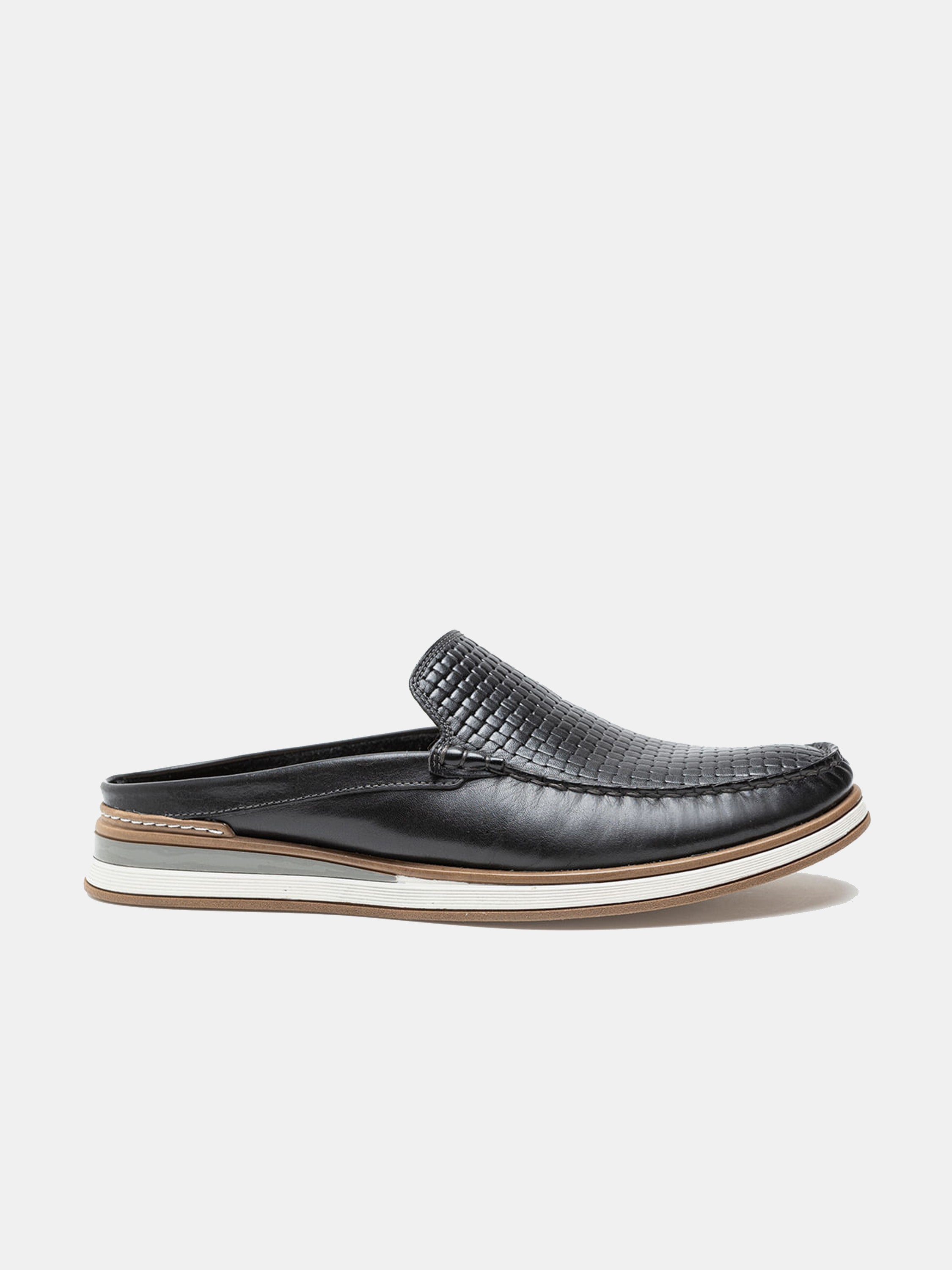 Democrata Men's Denim Flow Mules #color_Black